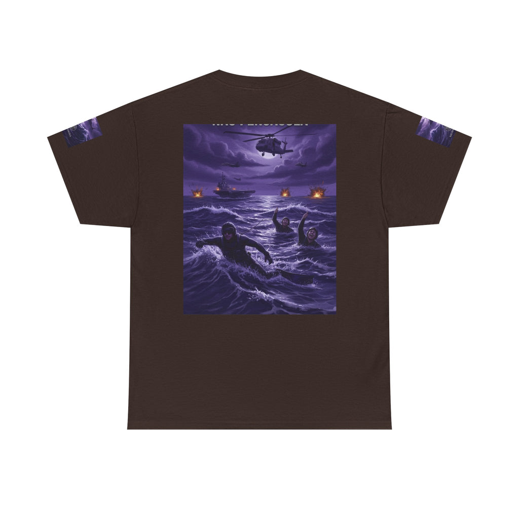Rescue Night Tee — Purple Helicopter Sea Rescue Graphic T-Shirt