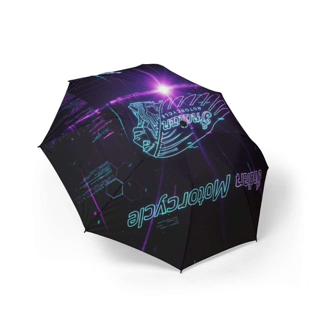Neon Synthwave Foldable Umbrella – Retro Cyber Guitar Design