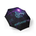 Neon Synthwave Foldable Umbrella – Retro Cyber Guitar Design