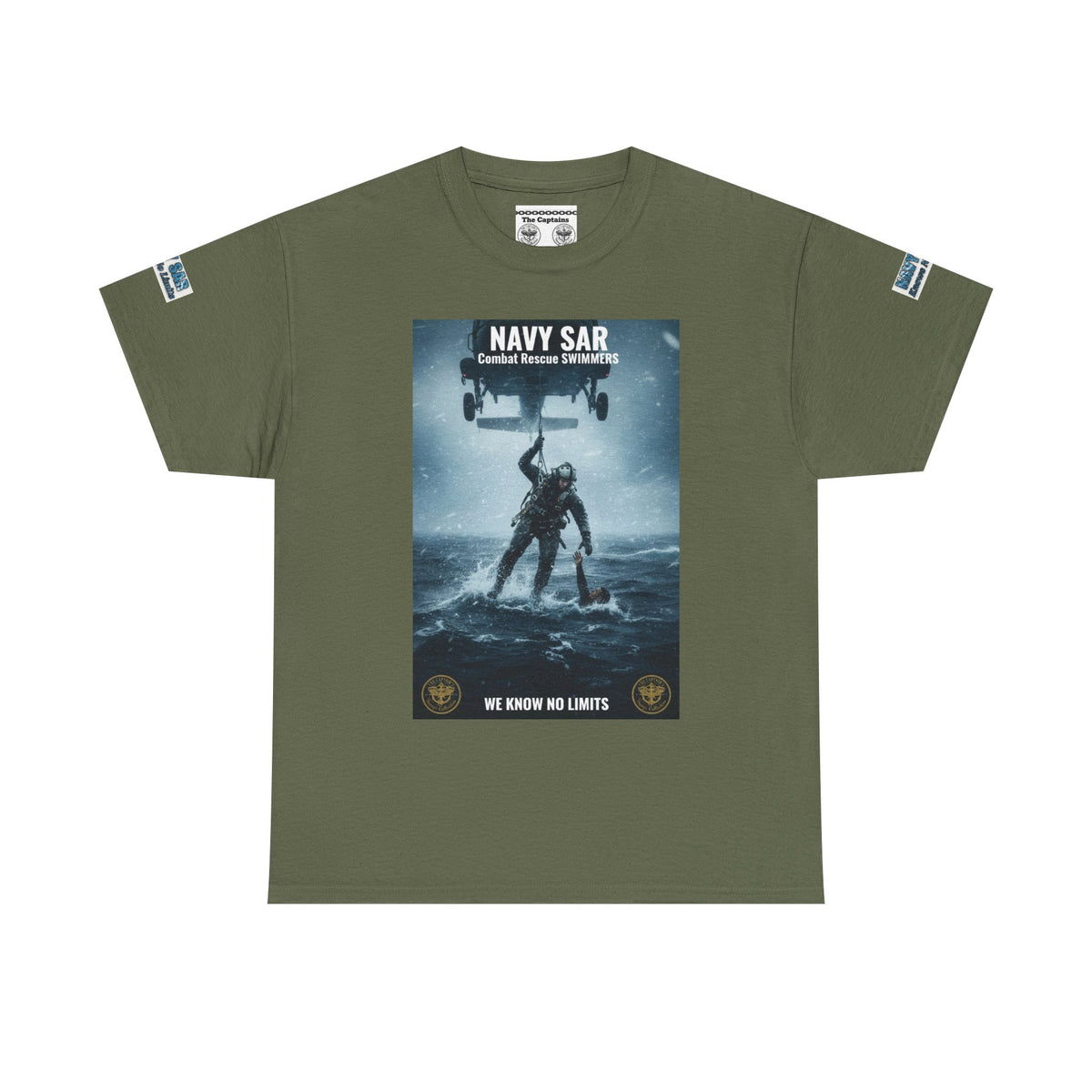 Navy SAR Combat Rescue Swimmers T‑Shirt — "We Know No Limits"