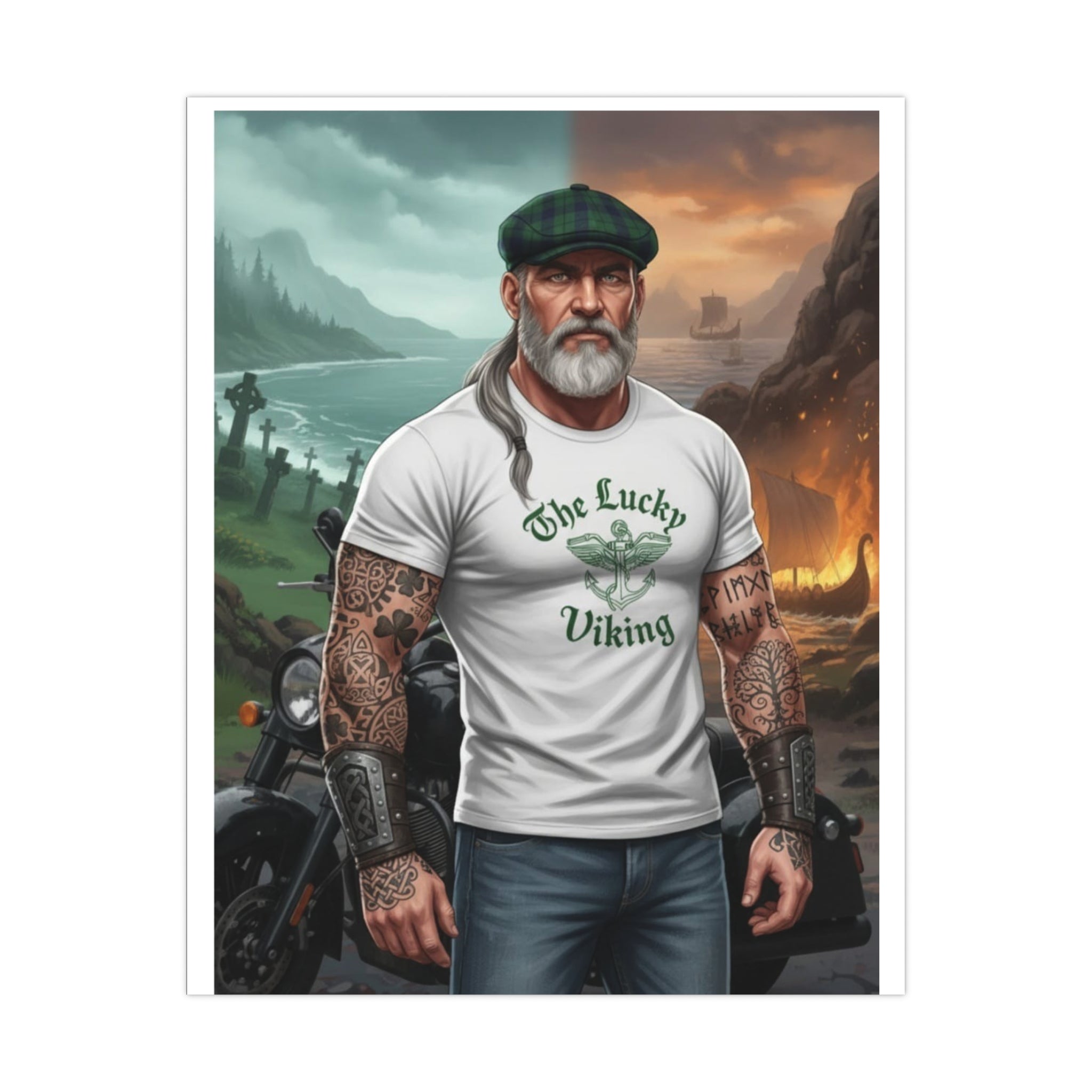 Matte Poster - "The Lucky Viking" Tattooed Norse Warrior Wall Art
