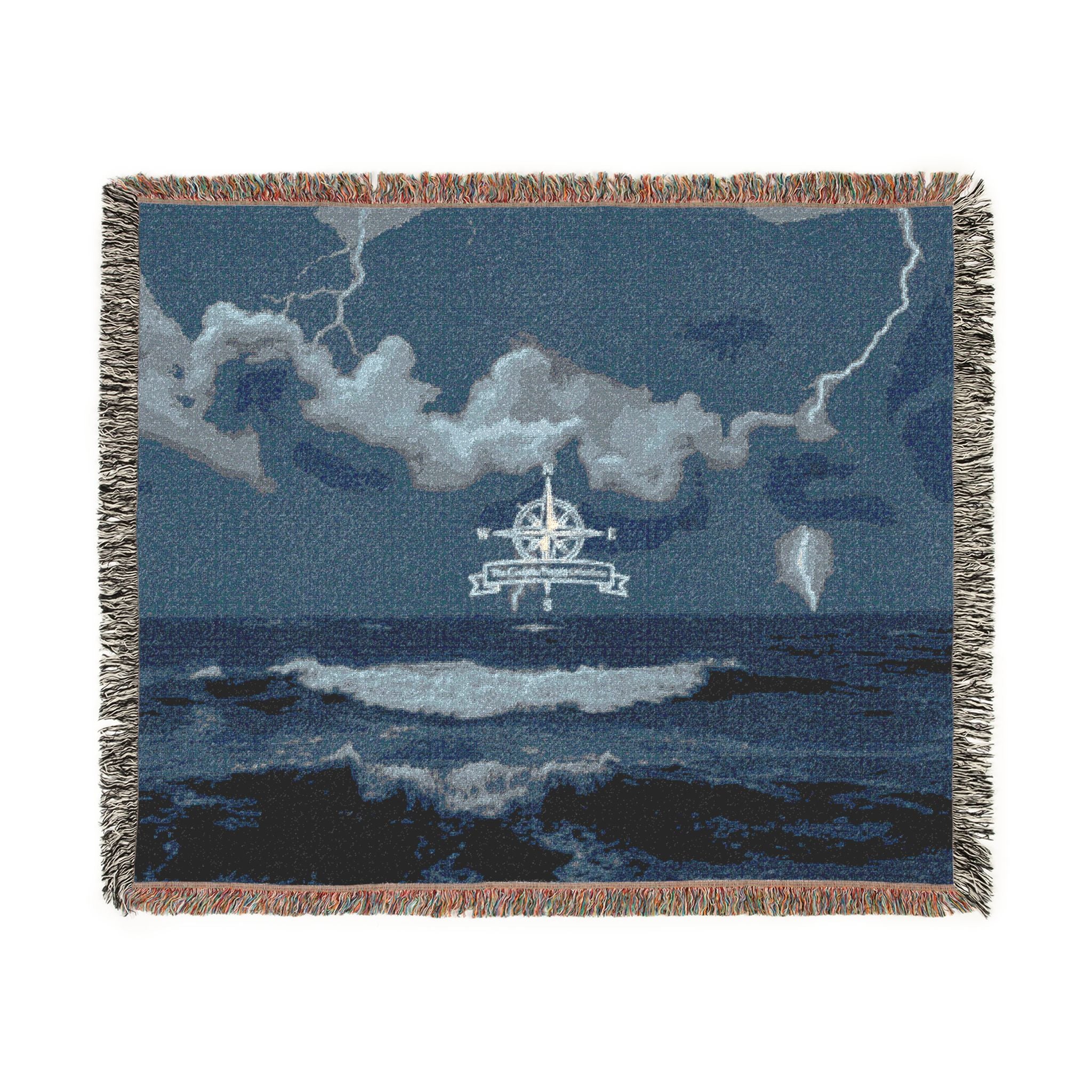 Ocean Night Woven Blanket — Nautical Ship Throw