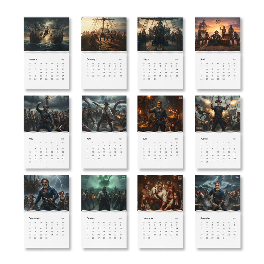 Pirate Adventure 2026 Wall Calendar — Vintage Sailing & Swashbucklers