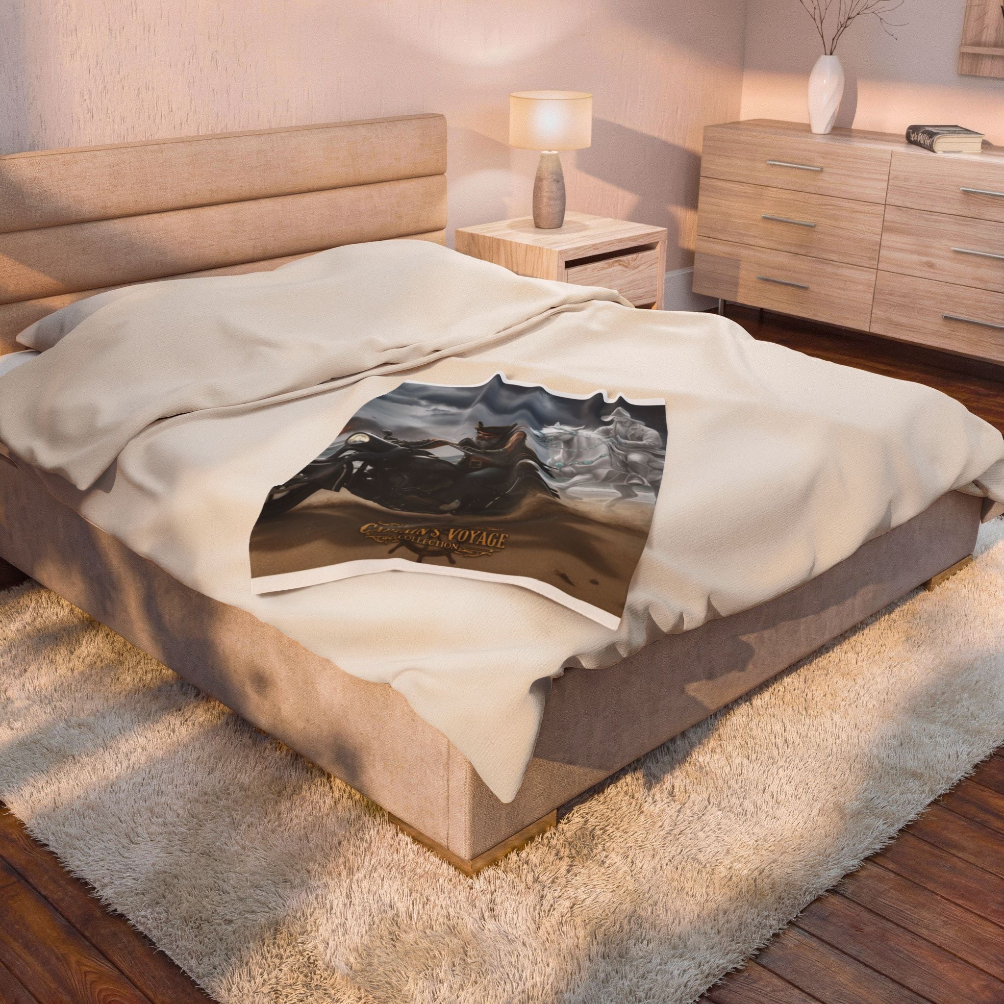 Captain’s Voyage Biker Ghost Rider blanket | Velveteen Plush Blanket