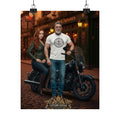 Matte Motorcycle Poster — "Captain's Voyage" Vintage Biker Couple Wall Art