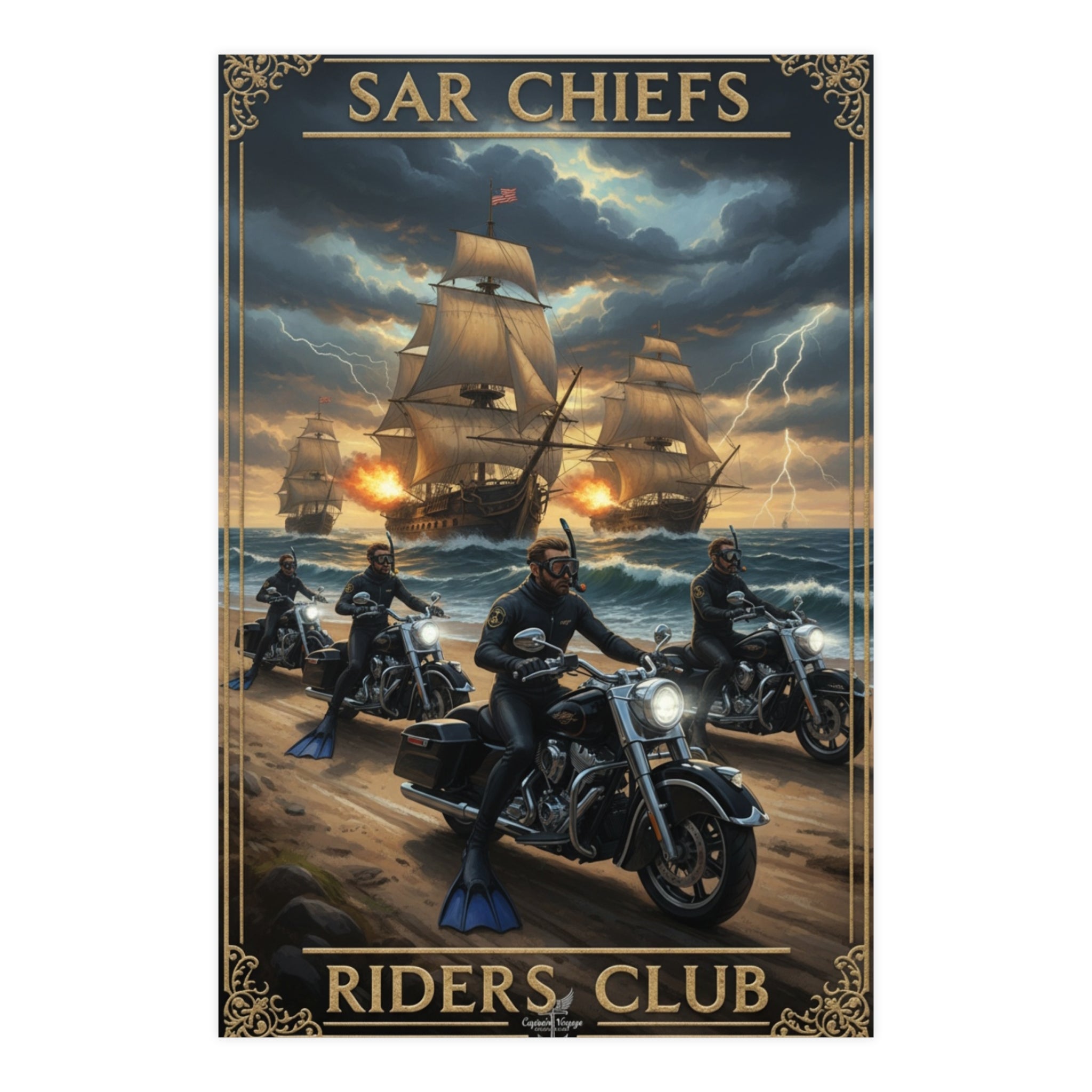 Riders Club Matte Poster — Sea Captain Bikers Vintage Nautical Wall Art