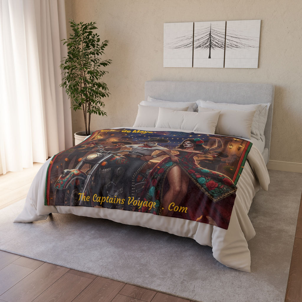 Cinco de Mayo Sugar Skull Blanket — Day of the Dead Mexican Fiesta Throw