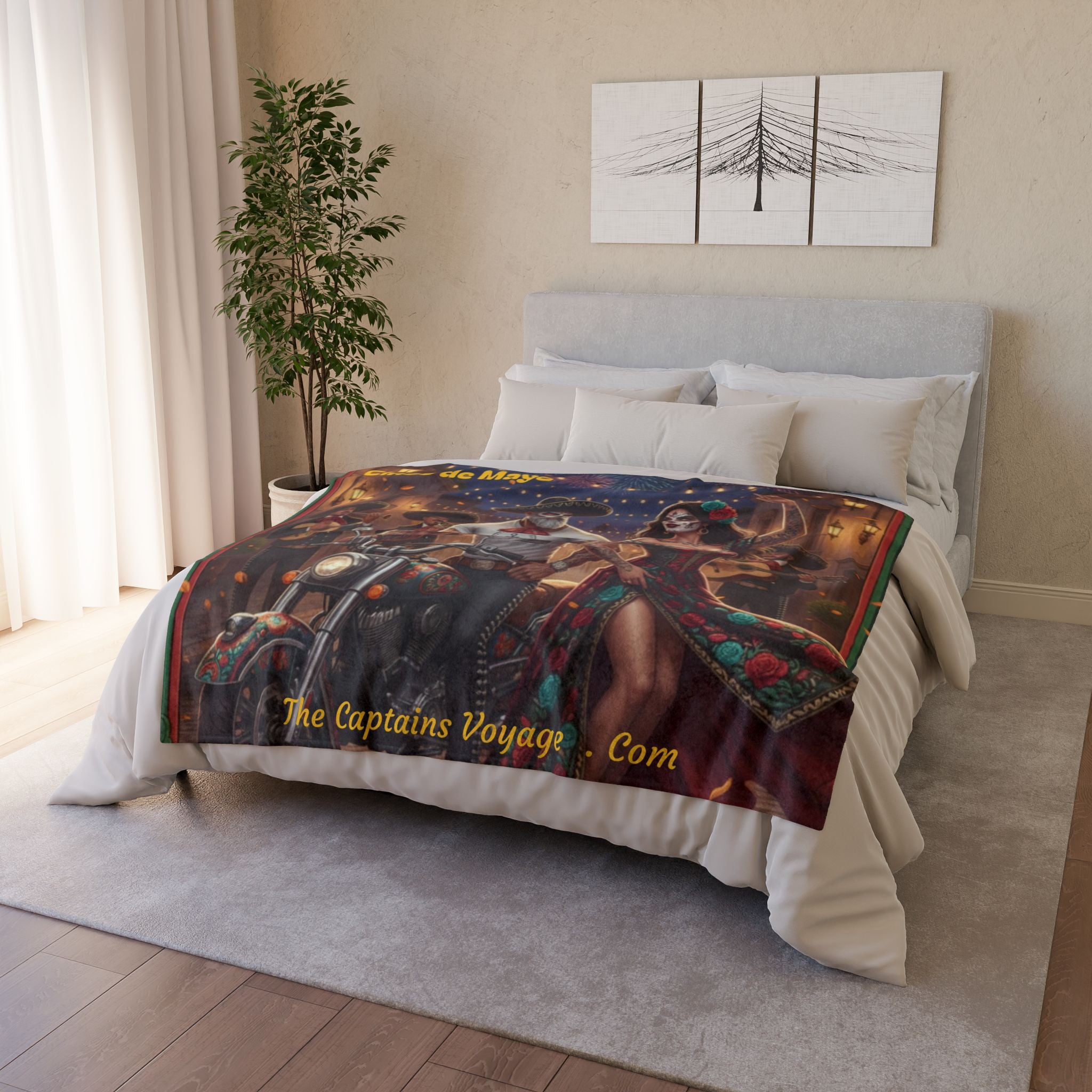 Cinco de Mayo Sugar Skull Blanket — Day of the Dead Mexican Fiesta Throw