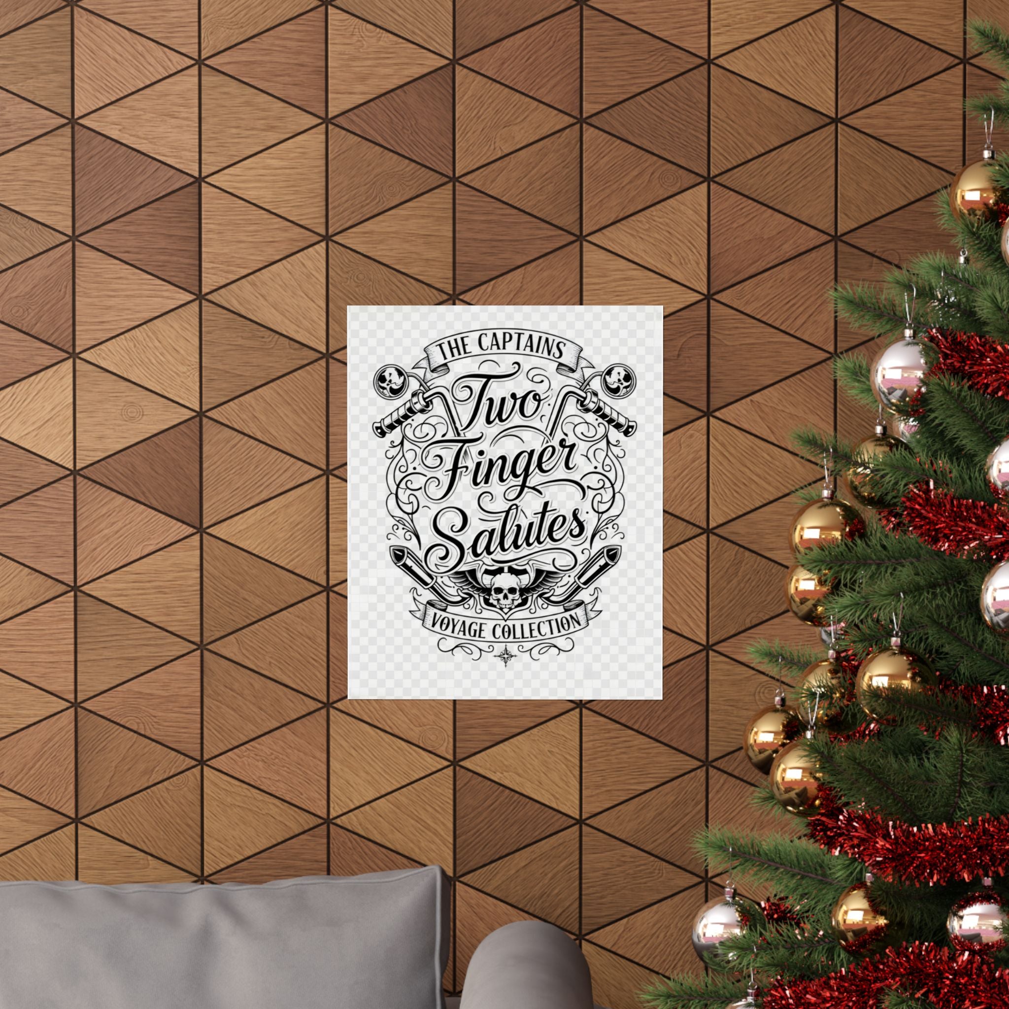 Two Finger Salutes Poster — Vintage Nautical Skull Voyage Wall Art