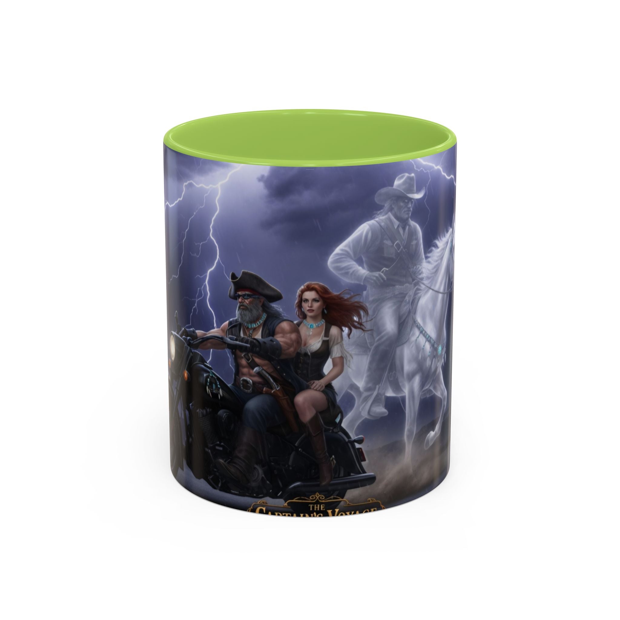Western Ghost Riders Coffee Mug — Phantom Cowboy & Horse Lightning Accent Mug (11/15oz)