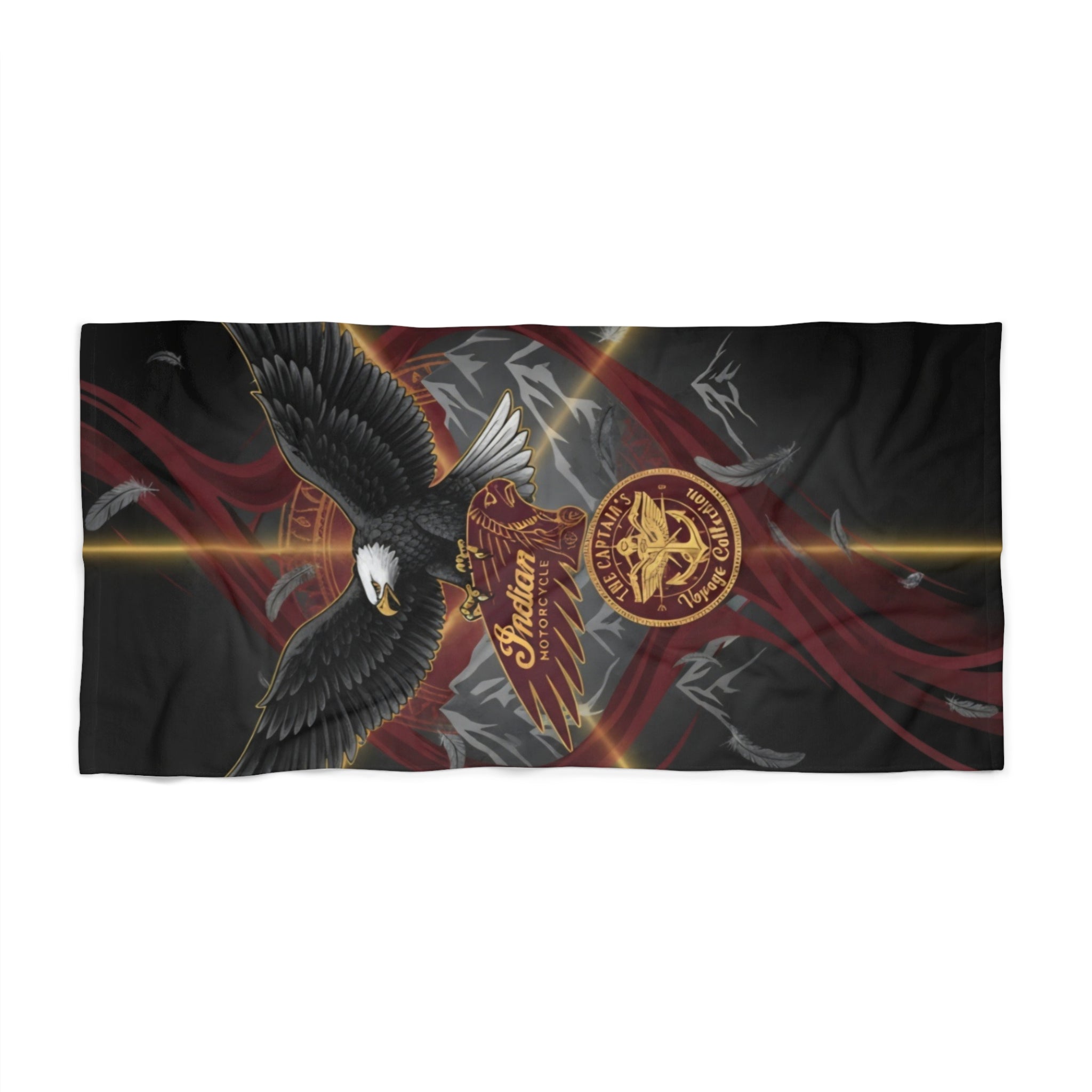 Eagle Emblem Beach Towel – Vintage Motorcycle Shield Design