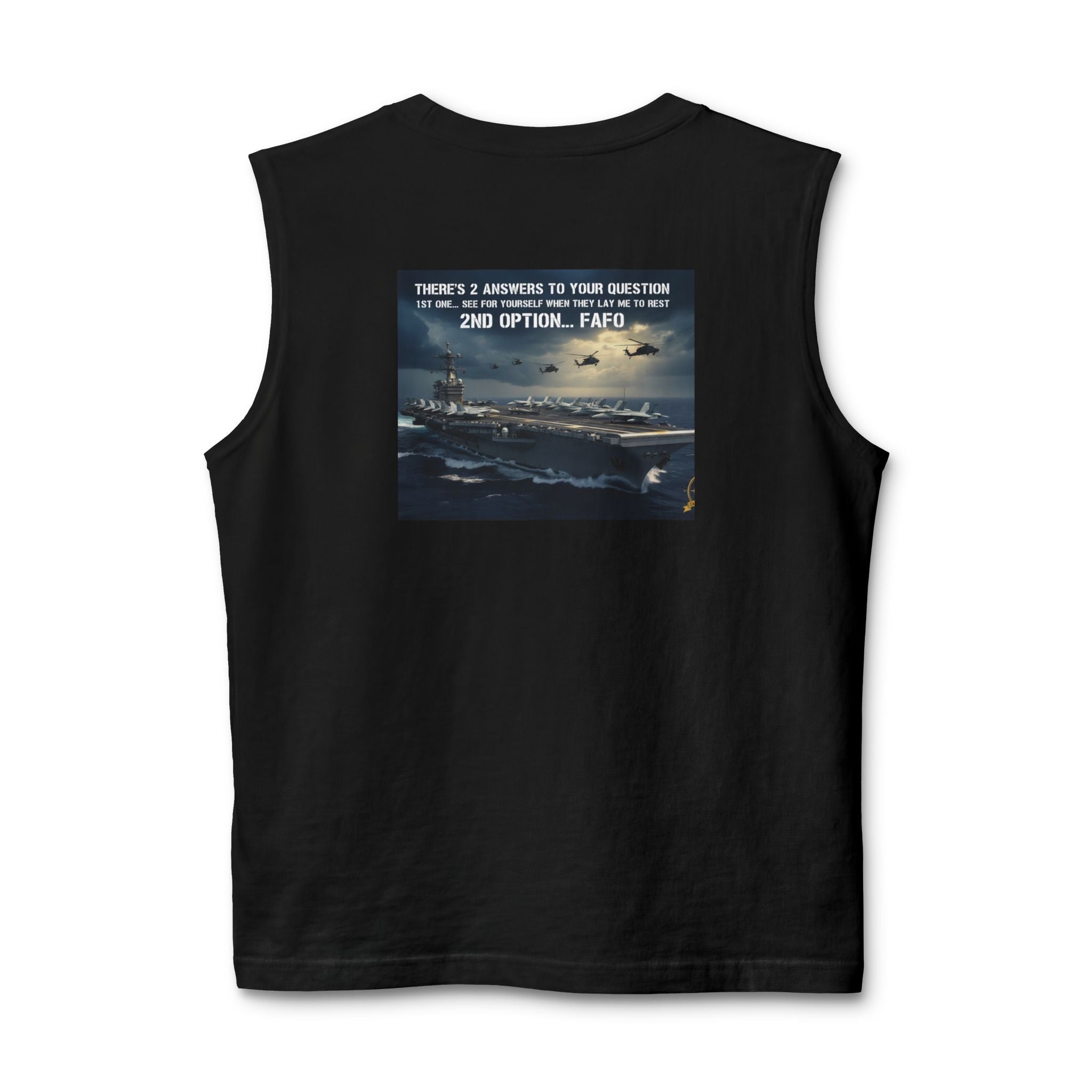 Navy Rescue Helicopter Muscle Tank — '2nd Option: FAFO' Military Search & Rescue Shirt