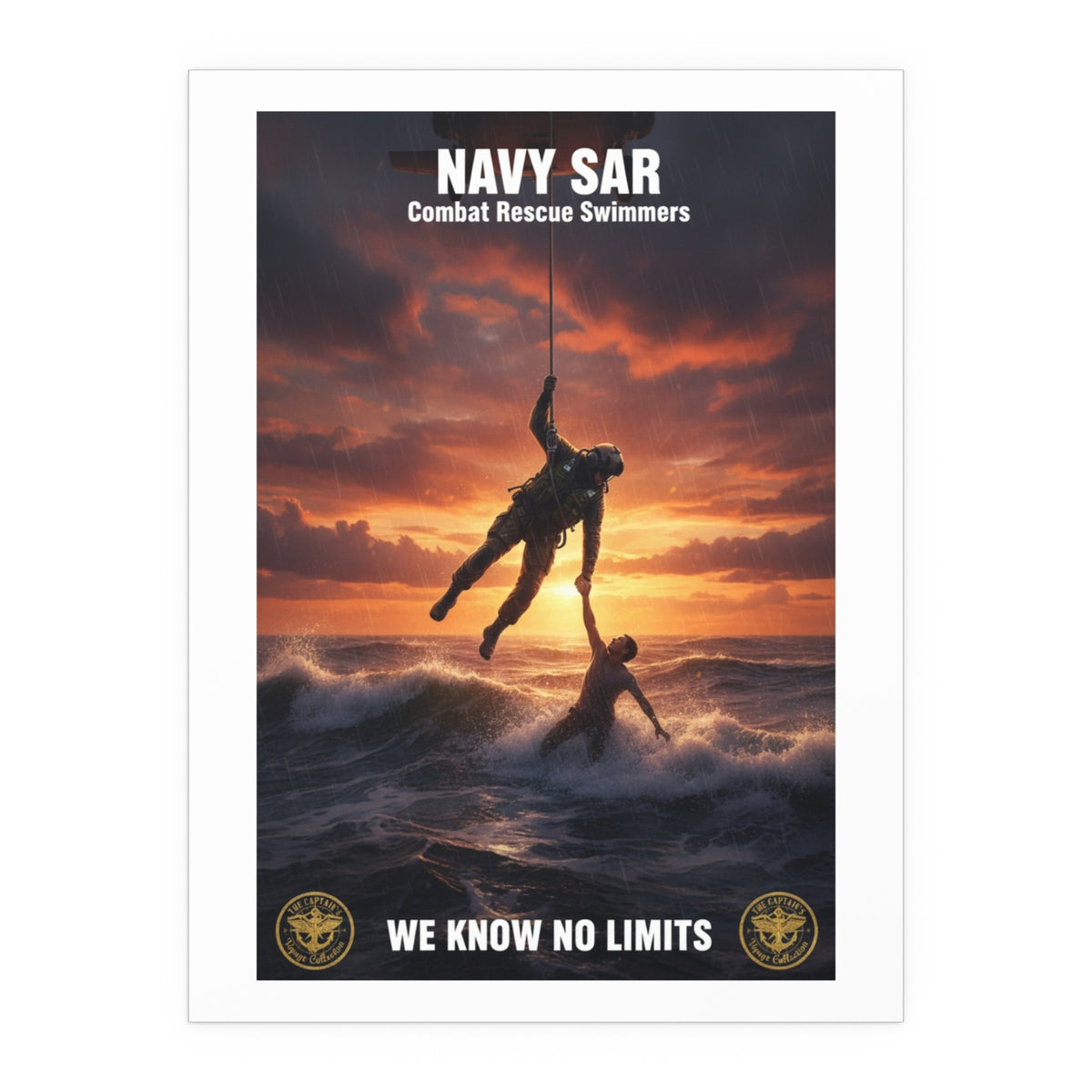 Navy SAR Combat Rescue Swimmers Silk Poster — “We Know No Limits” Indoor/Outdoor Wall Art