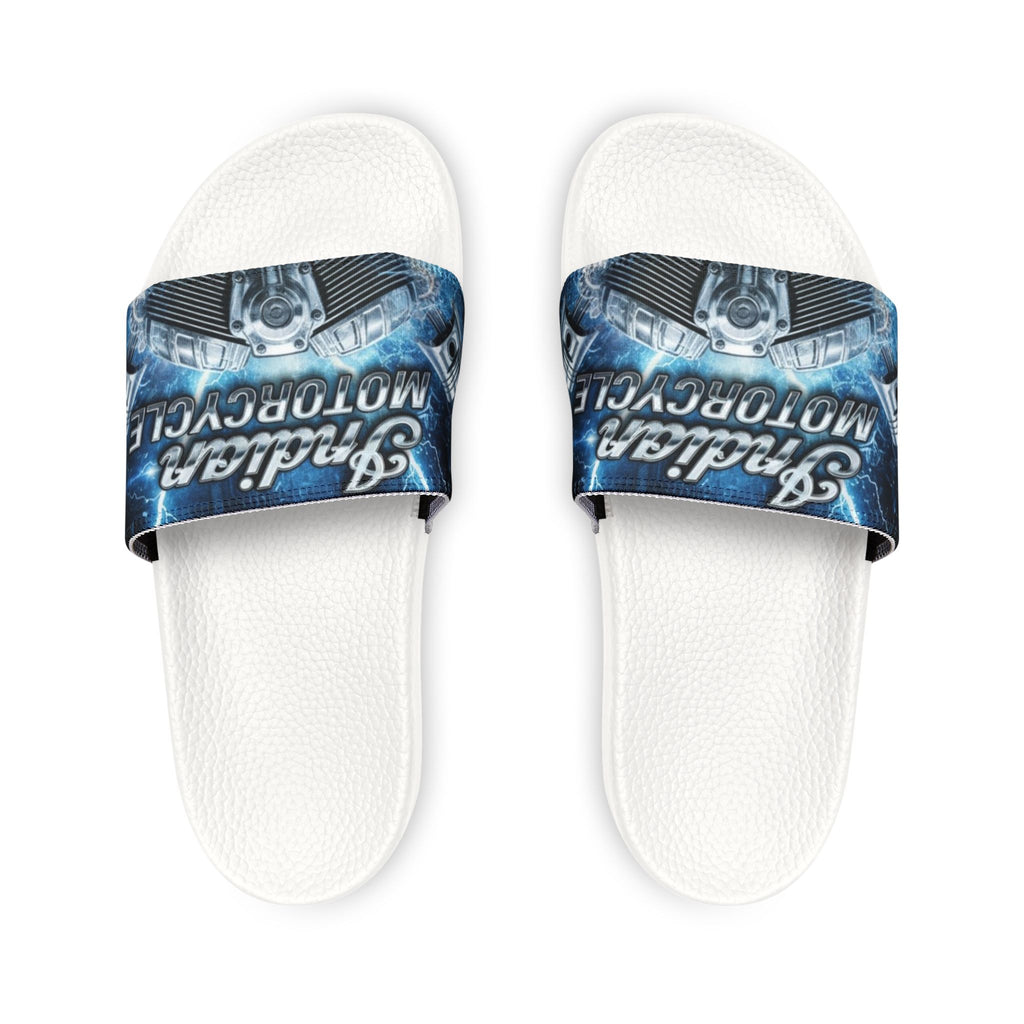 Men's Custom Slide Sandals — Removable Strap Graphic Slides (Motorcycle Emblem Design)