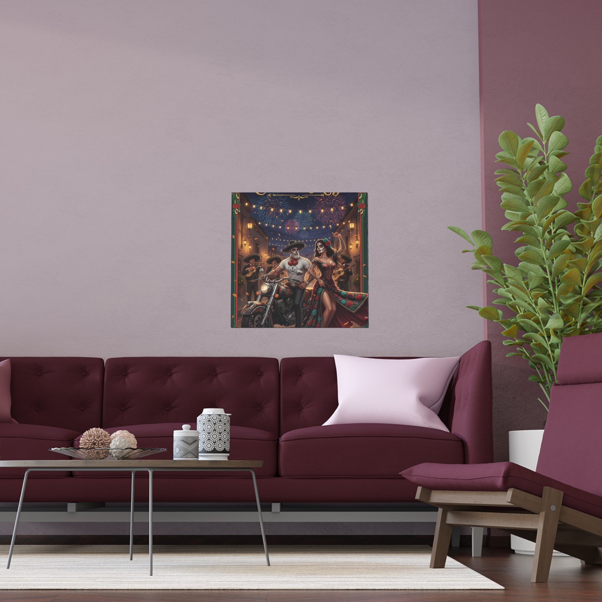 Day of the Dead Biker Silk Poster — Outdoor/Indoor Dia de los Muertos Wall Art