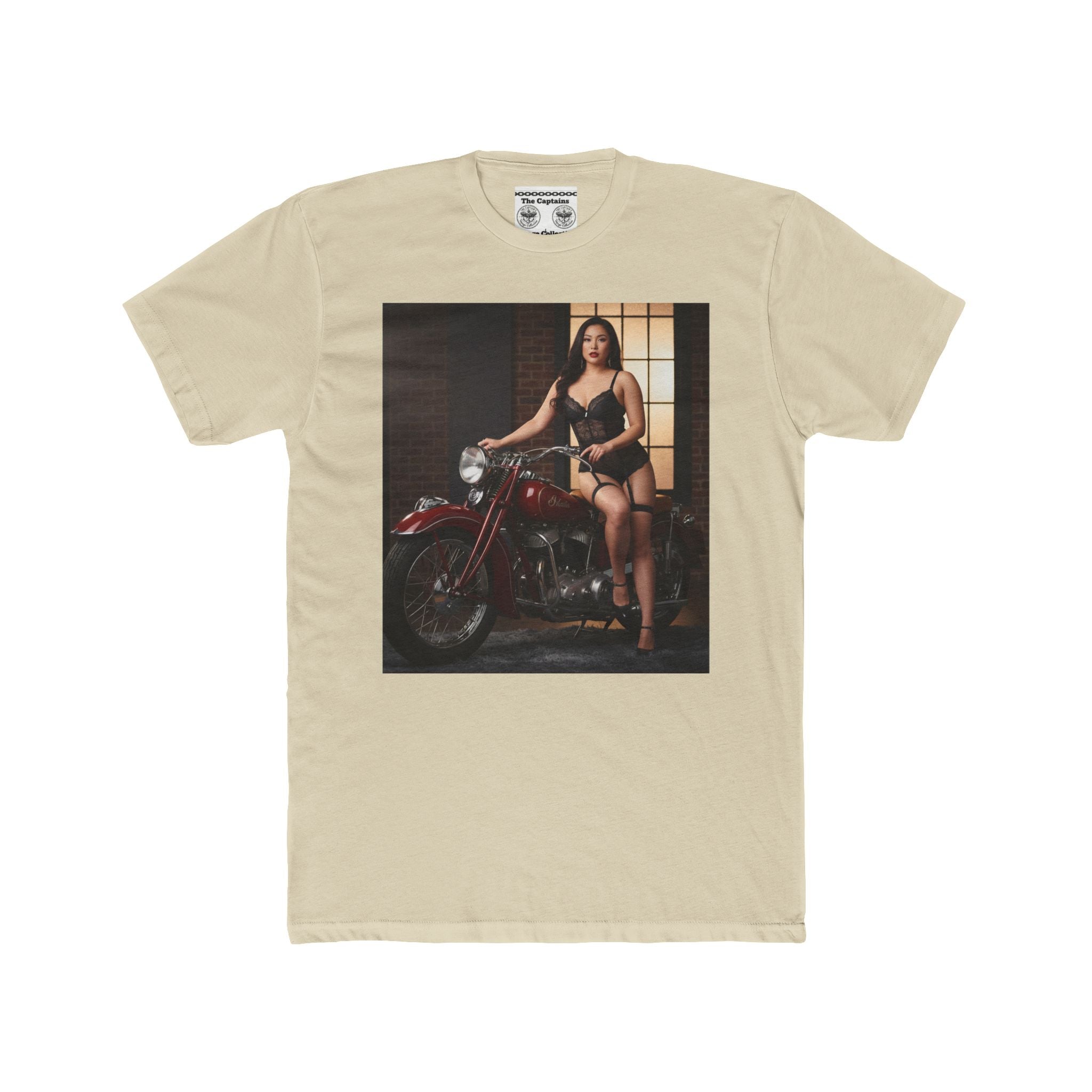 Vintage Motorcycle Pinup Tee — Retro Biker Photo Graphic T-Shirt