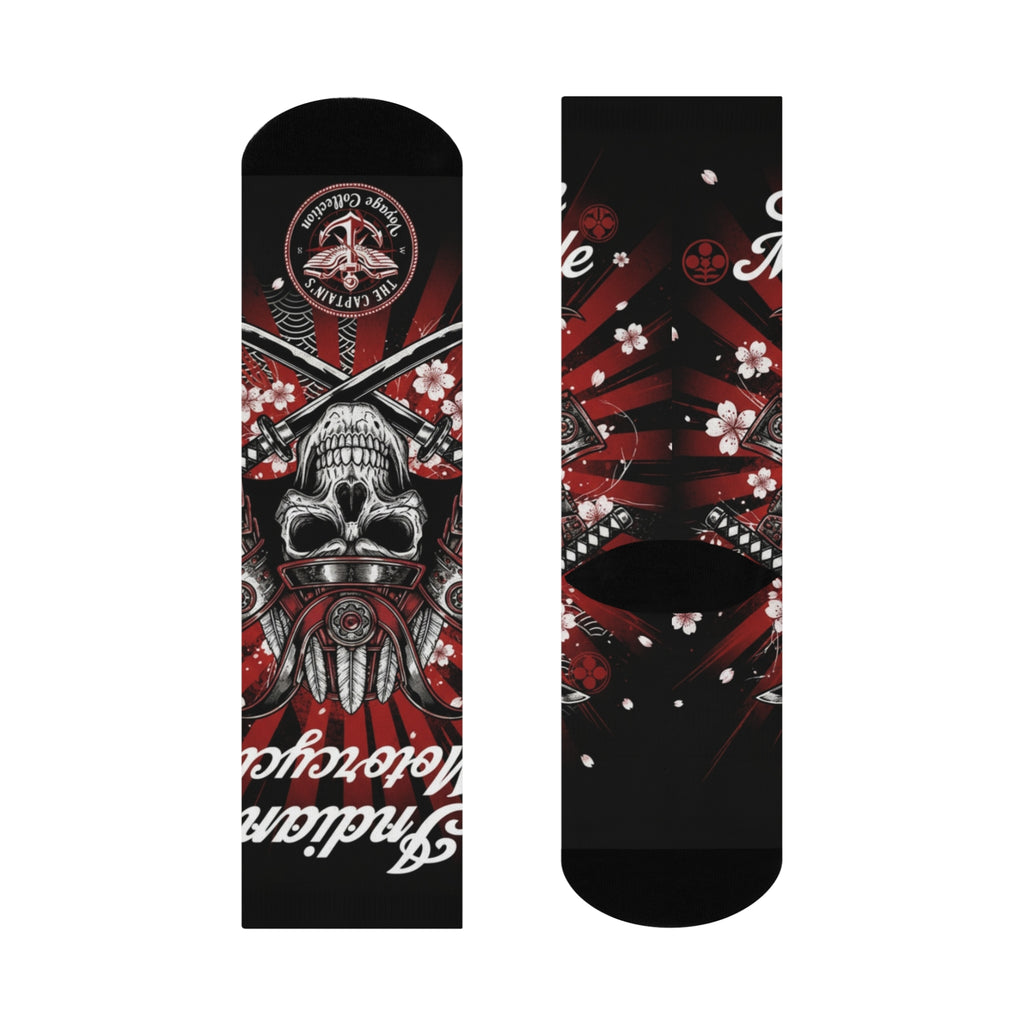 Indian Motorcycle Skull Crew Socks — Biker Skull Logo Cushioned Socks