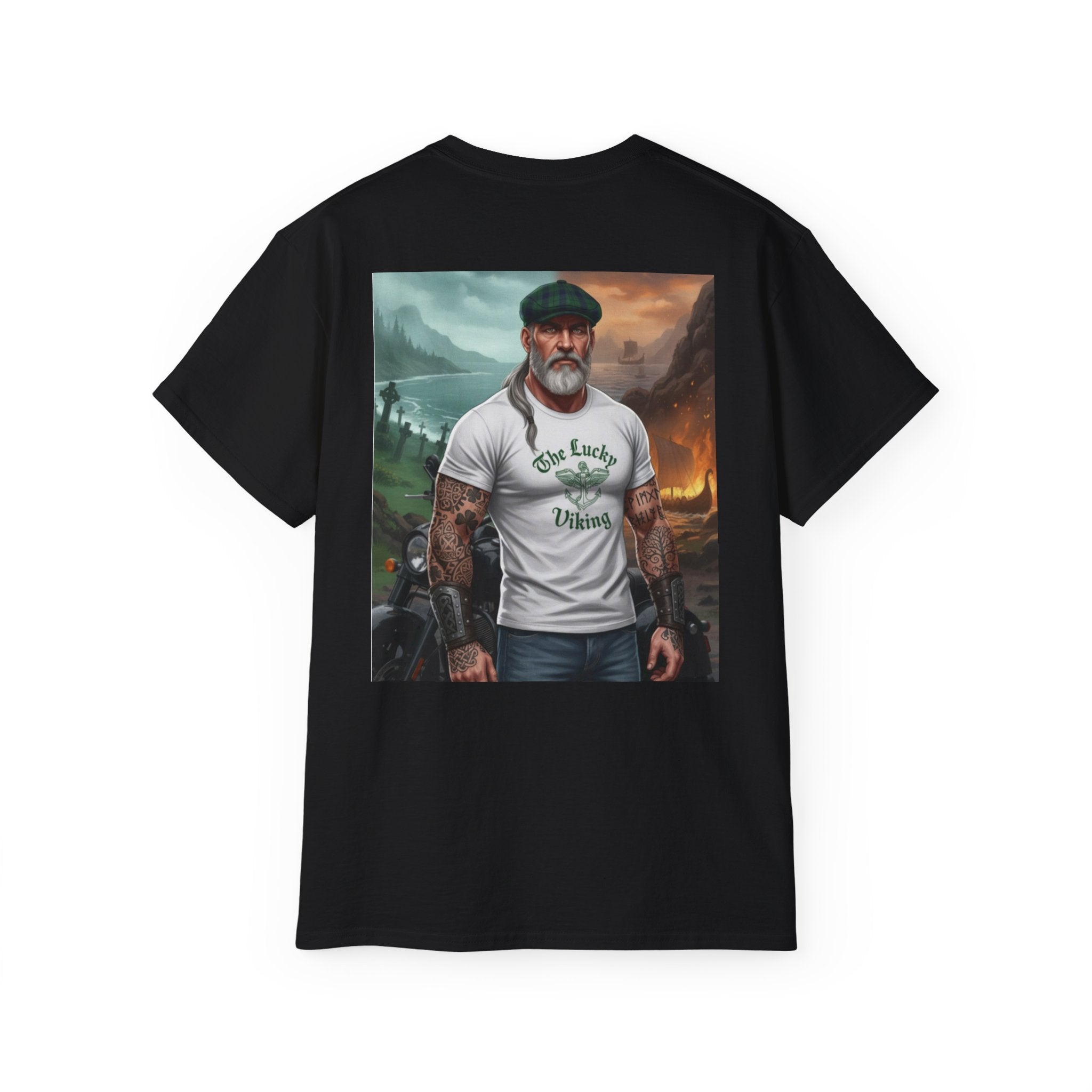 Irish Crest & 'One Lucky Viking' T-Shirt — Celtic Coat of Arms Tee