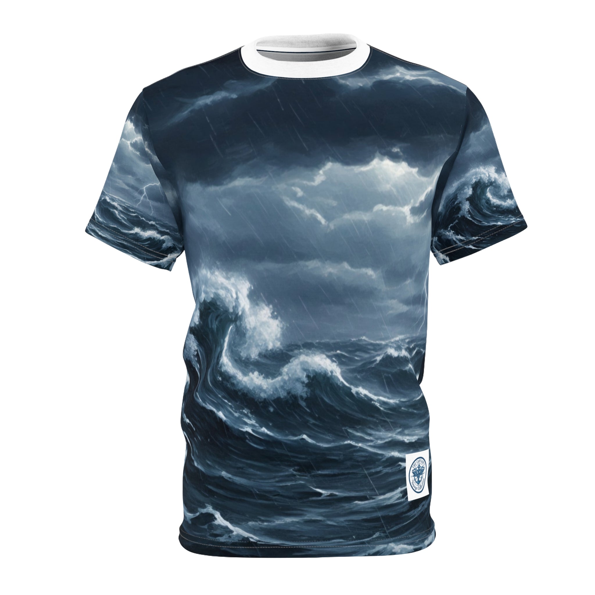 Stormy Ocean Waves Tee — All-Over Print Nautical Graphic T-Shirt