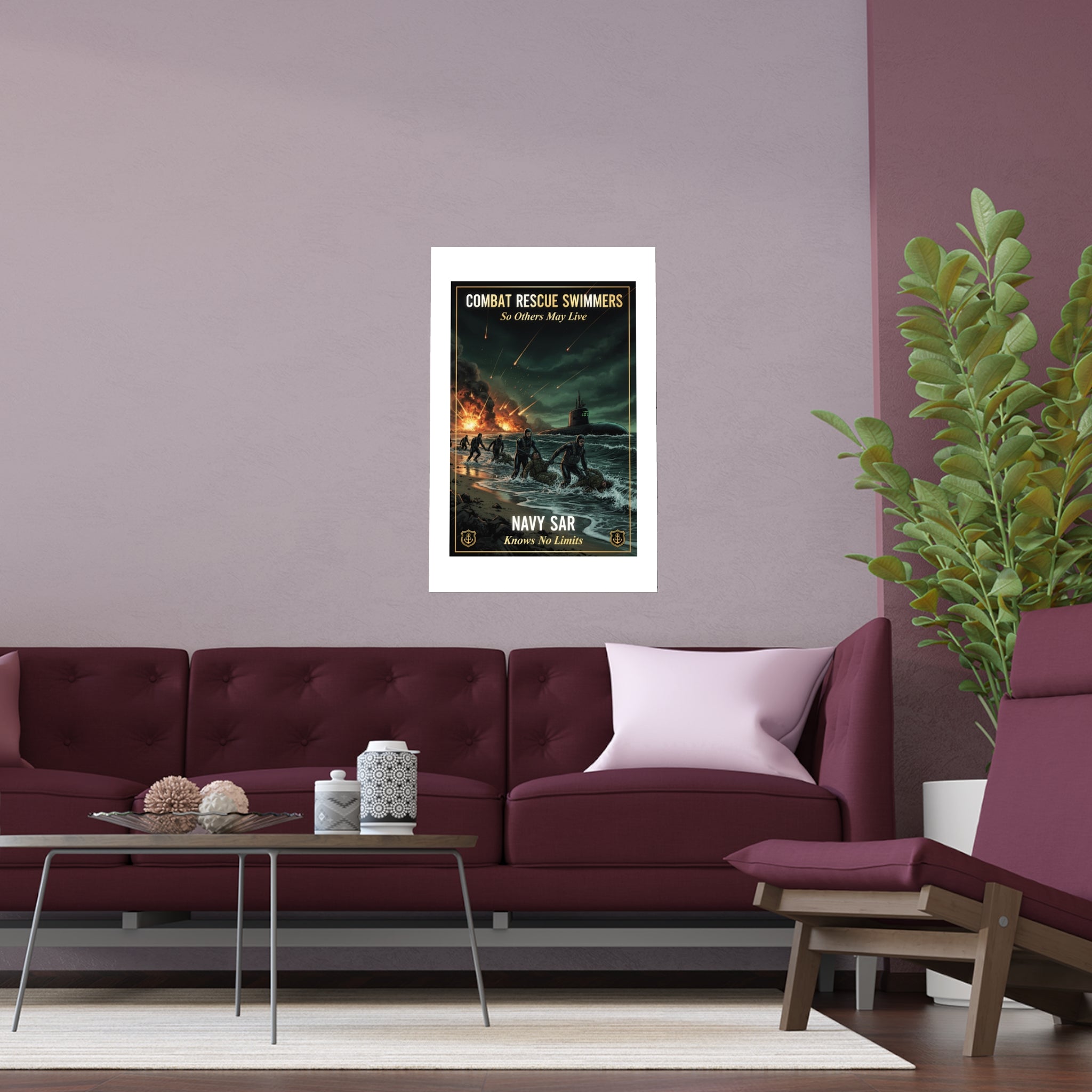 Navy SAR Combat Rescue Swimmers Silk Poster — 'So Others May Live' Indoor/Outdoor Print