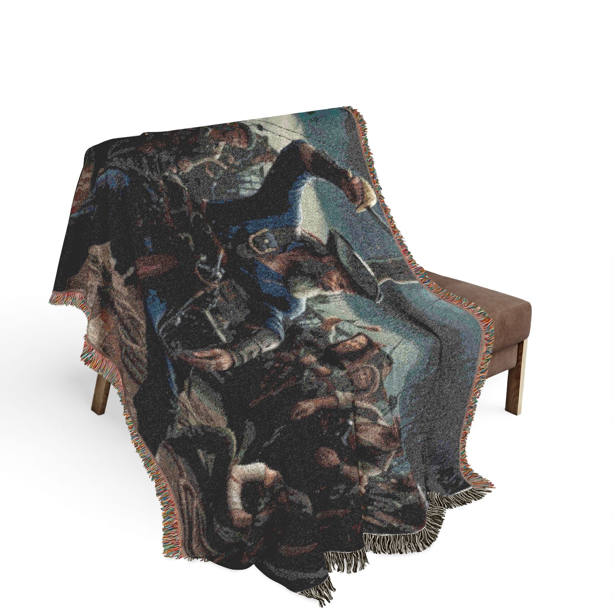 Western Dance Party Woven Blanket — Cowboy Dance Scene Throw