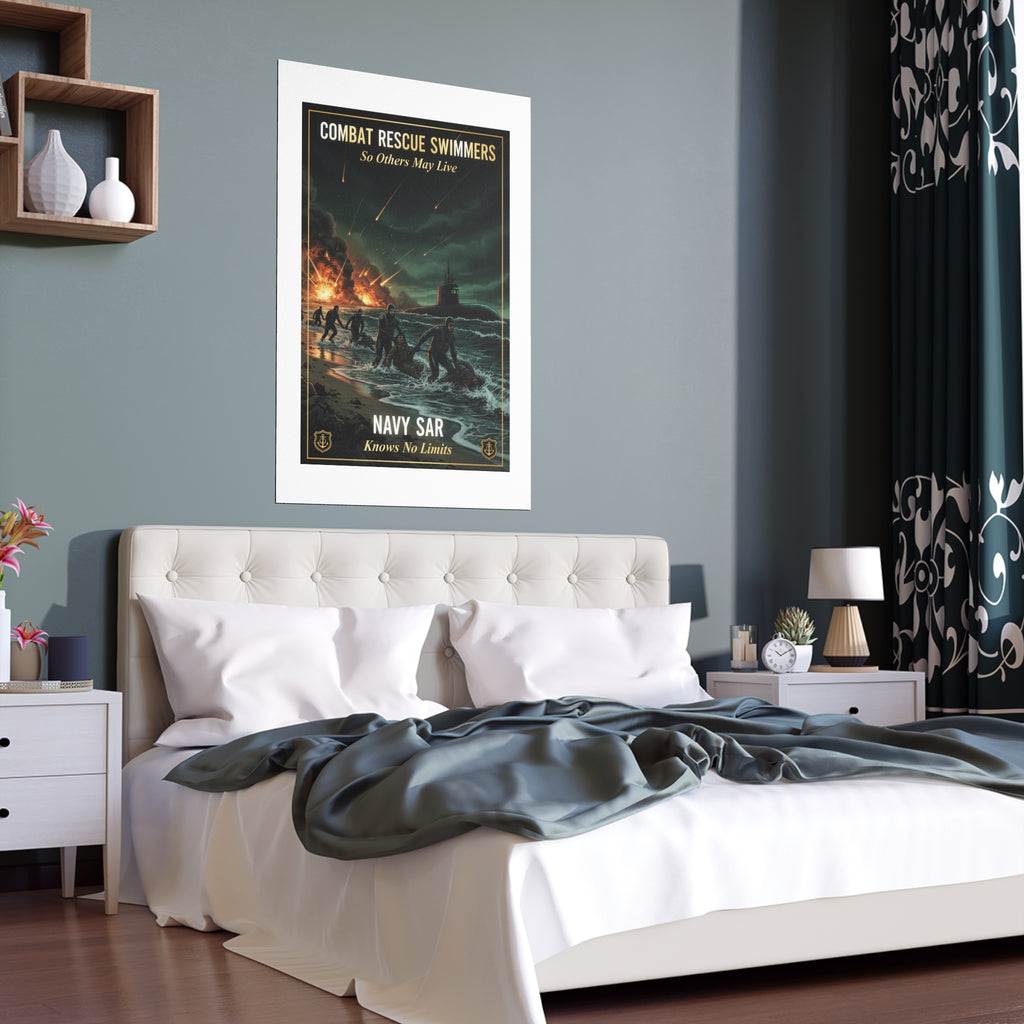 Navy SAR Combat Rescue Swimmers Silk Poster — 'So Others May Live' Indoor/Outdoor Print