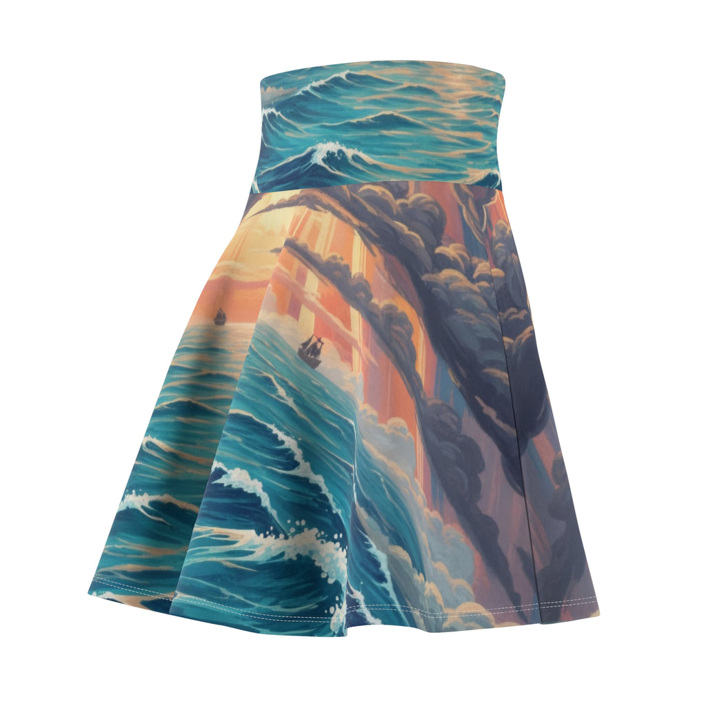 Ocean Sunset Skater Skirt — Dreamy Seascape Print