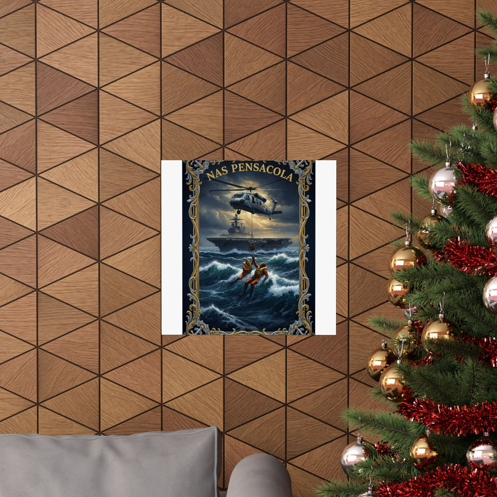NAS Pensacola Rescue Poster — Matte Vertical Military Wall Art