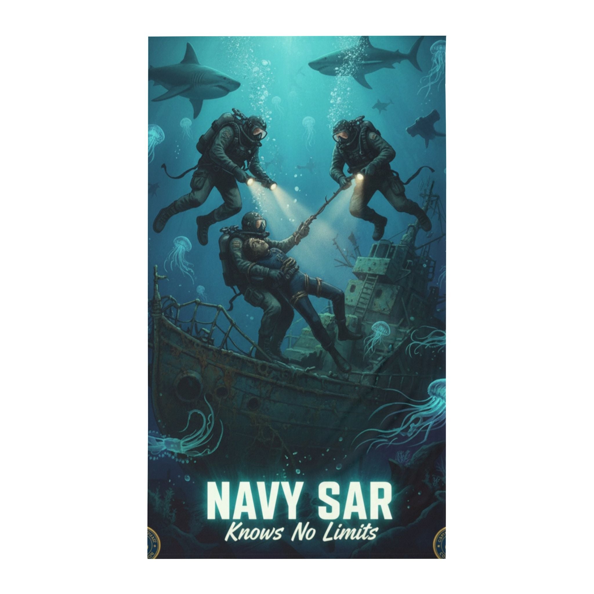 Navy SAR 'Knows No Limits' Twin Sheet – Tactical Underwater Rescue Design