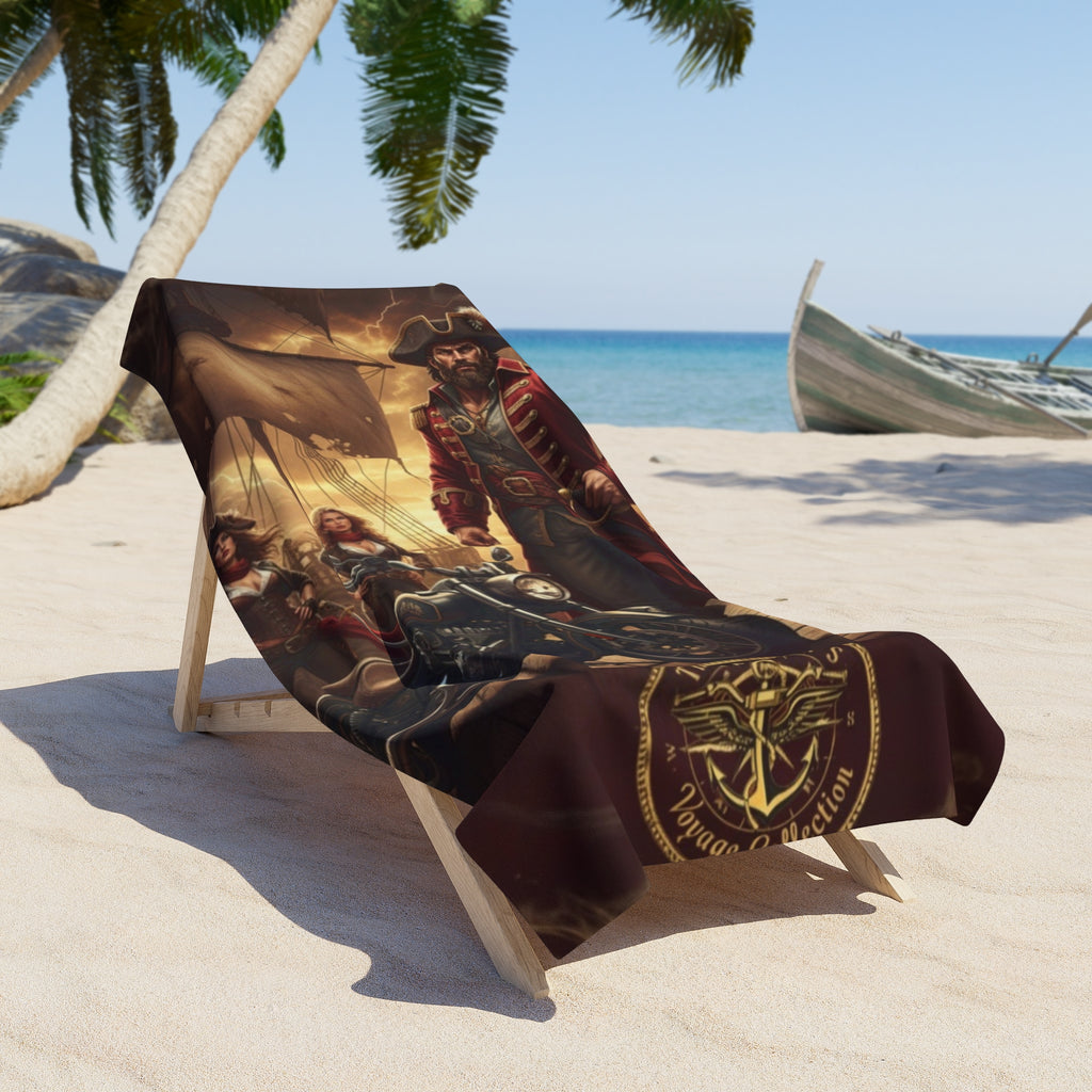 Pirate Crew Motorcycle Beach Towel – Vintage Nautical Adventure Design