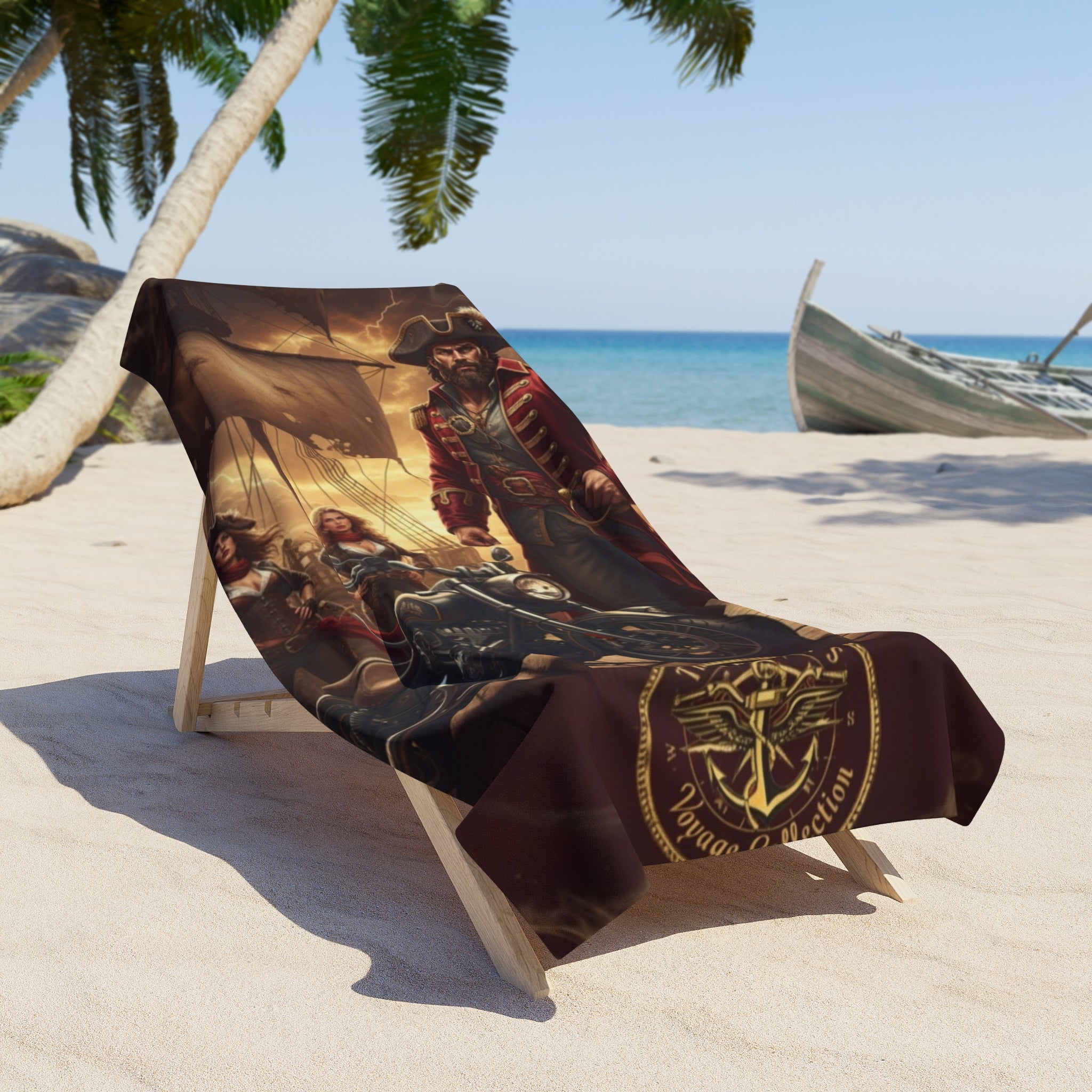 Pirate Crew Motorcycle Beach Towel – Vintage Nautical Adventure Design