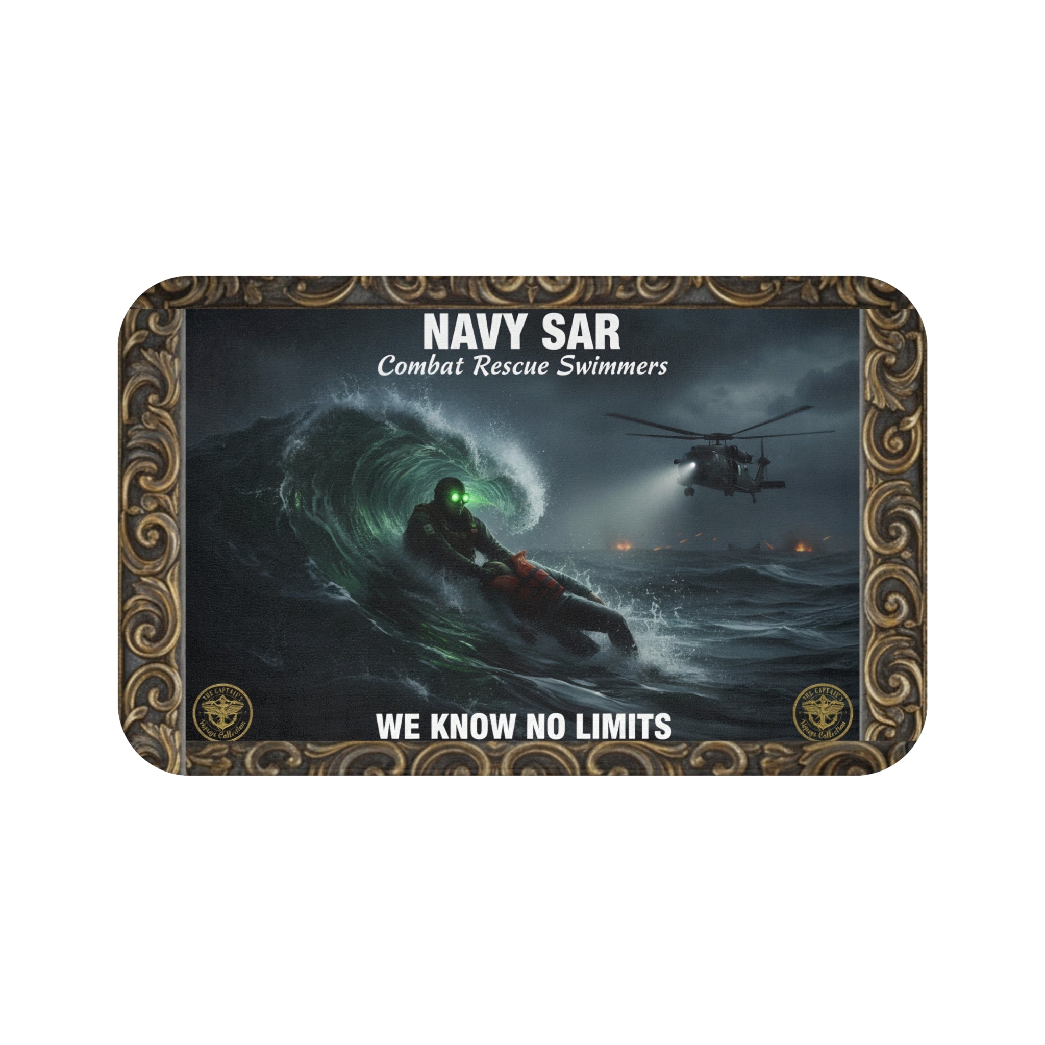 Navy SAR Combat Rescue Swimmers Bath Mat — "We Know No Limits" Memorial Shower Rug