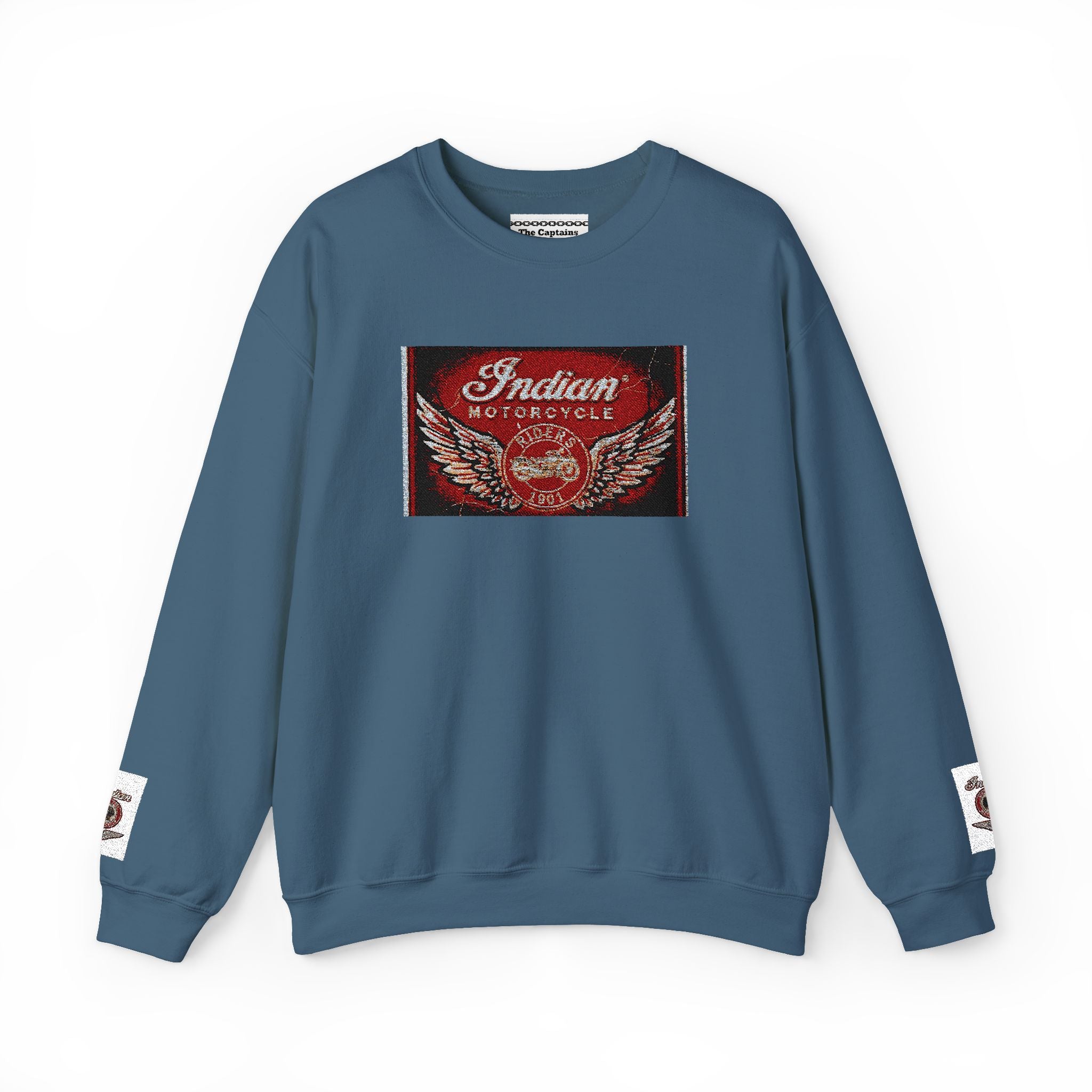 Vintage Motorcycle Crewneck Sweatshirt — 'Indian Motorcycles' Winged Logo
