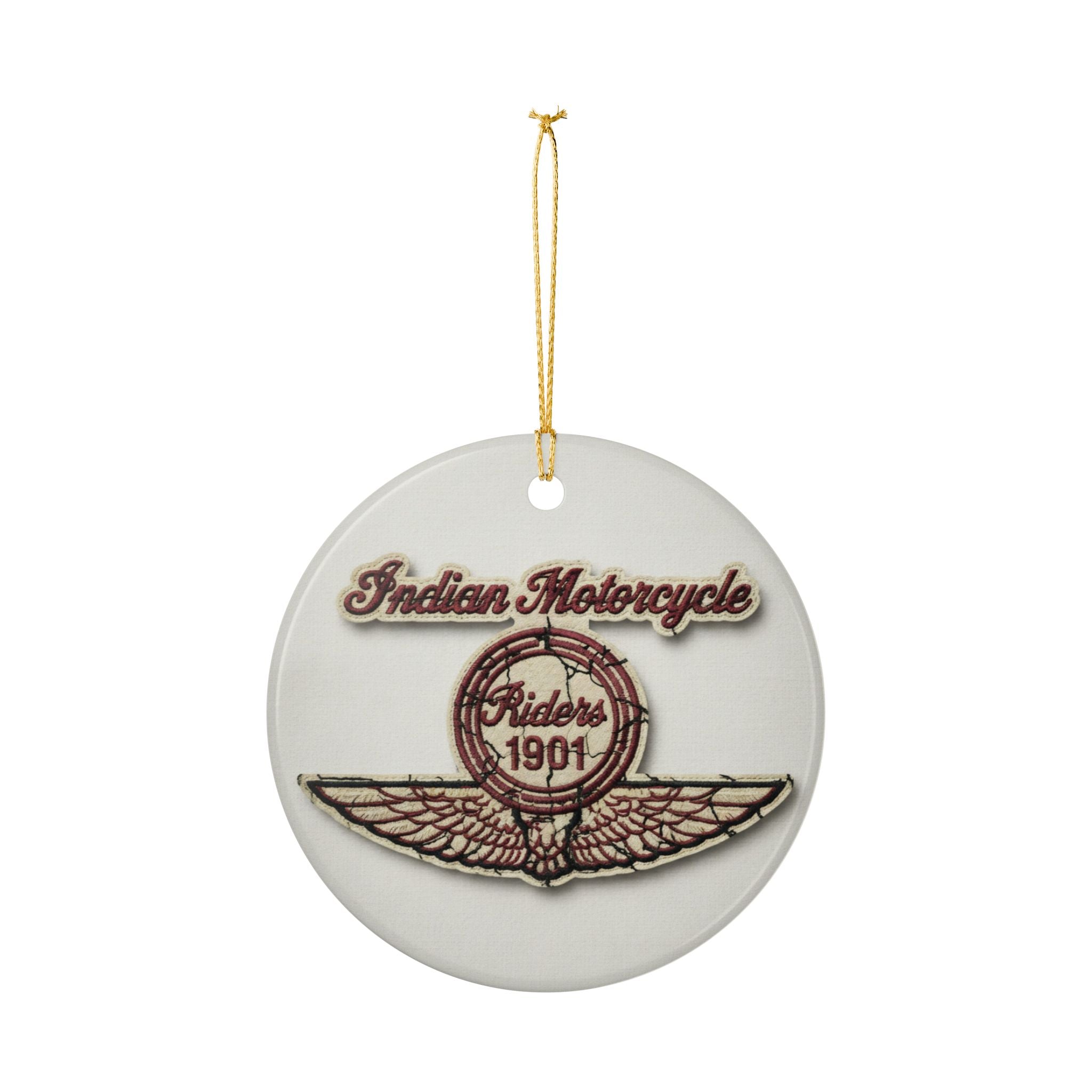 Indian Motorcycle Ceramic Ornament – Vintage 'Since 1901' Rider Emblem