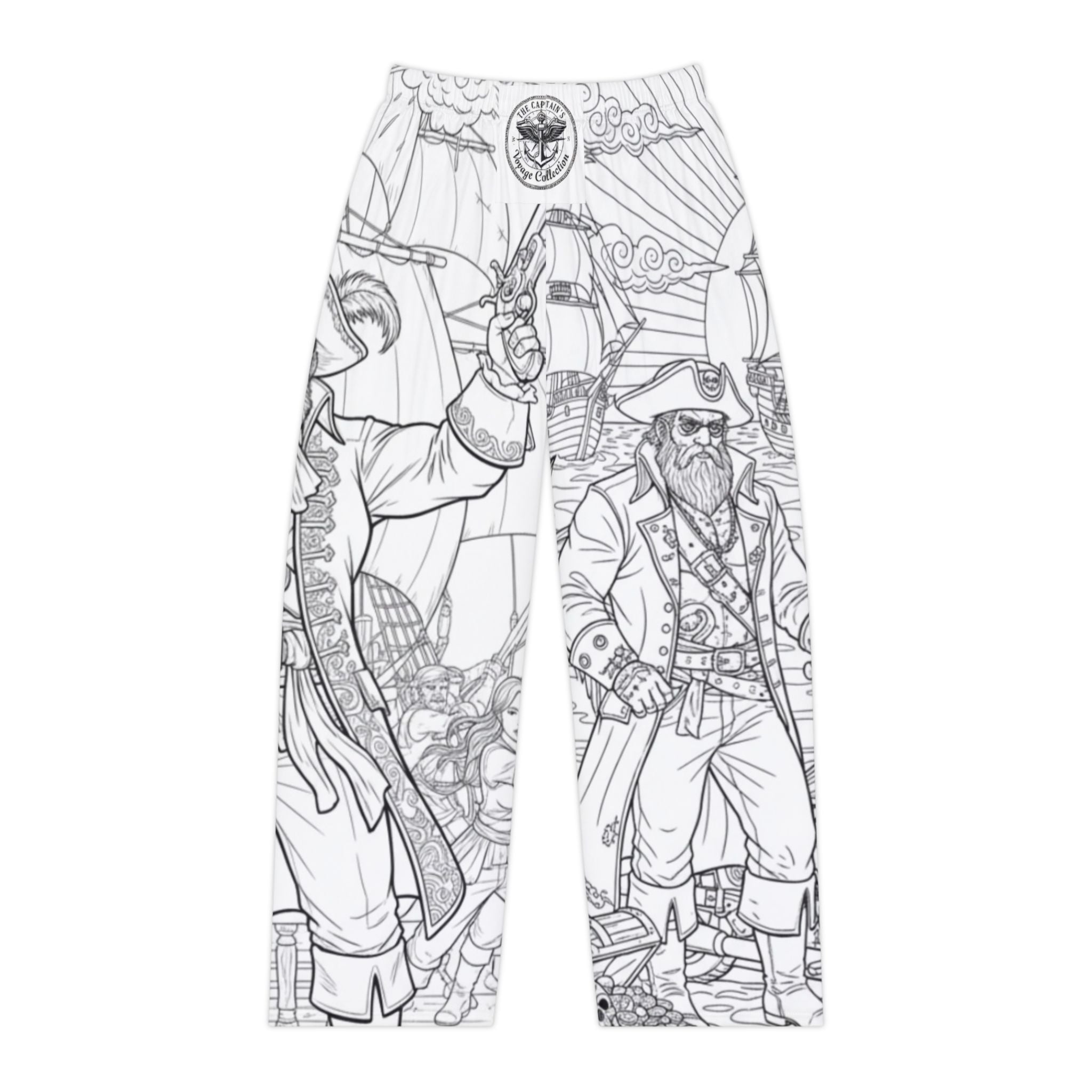 Pirate Adventure Women's Pajama Pants — All-Over Print Coloring Style