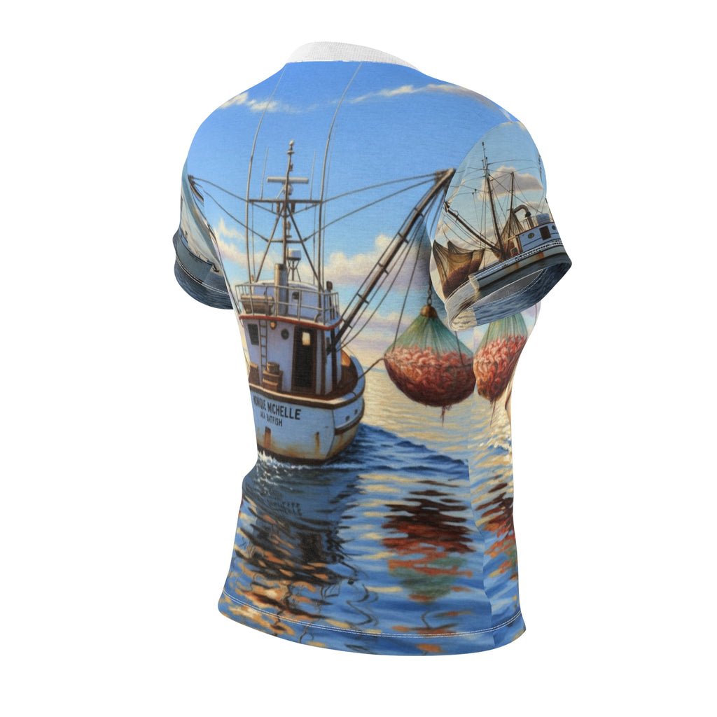 Women's Tee — Coastal Fishing Boat All-Over Print