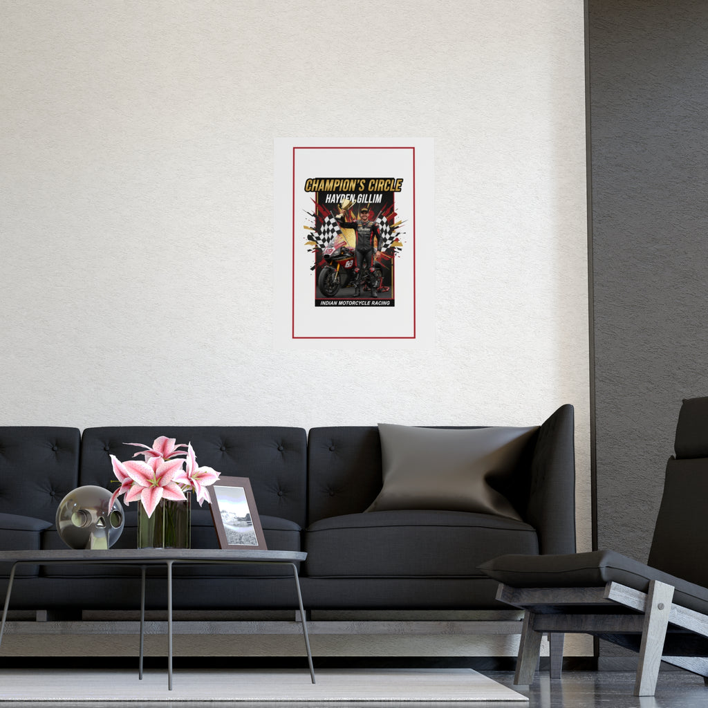 Champion's Circle Motorcycle Poster — Personalized Racing Matte Print