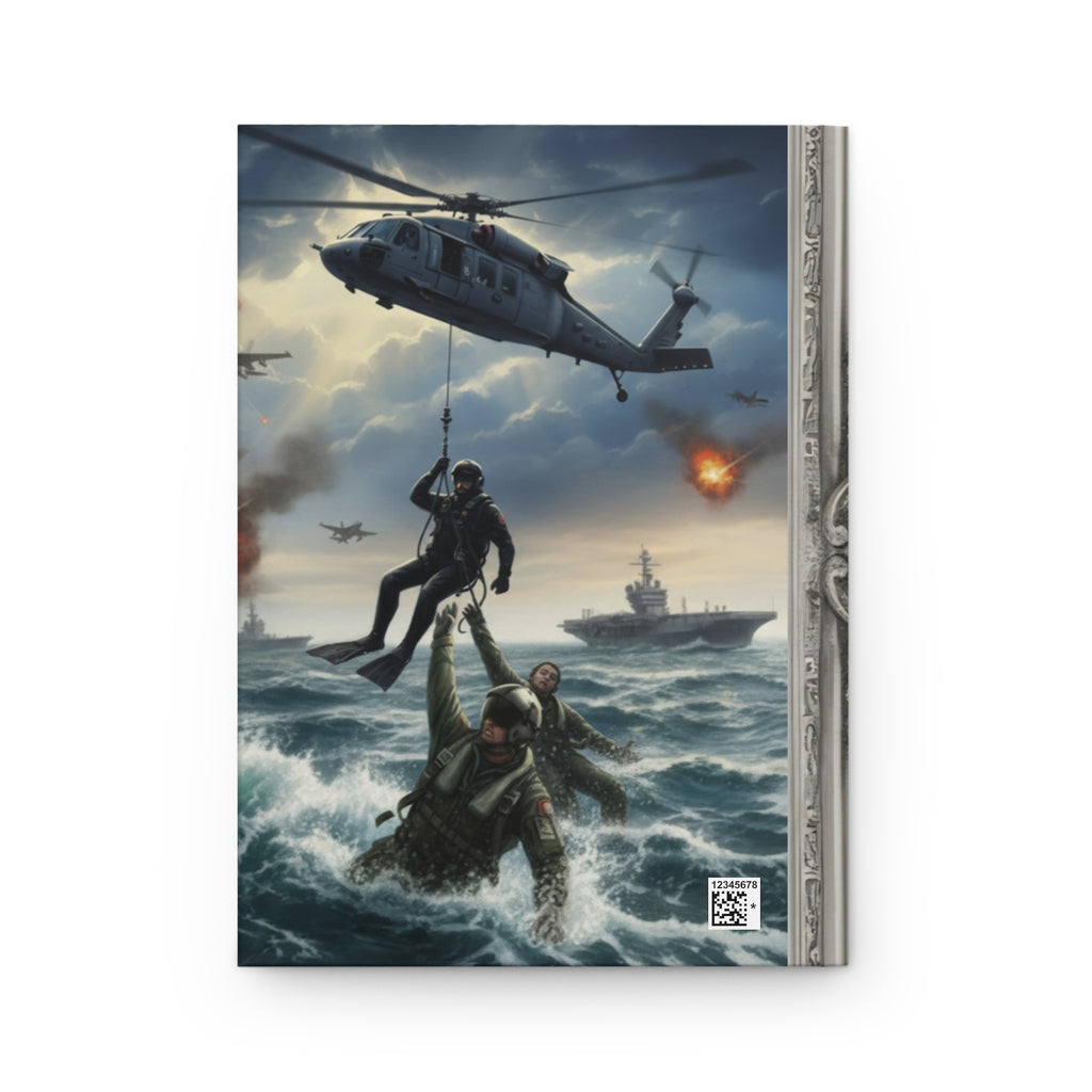 Naval Rescue Hardcover Journal — Military Helicopter & Ship Sea Rescue Scene