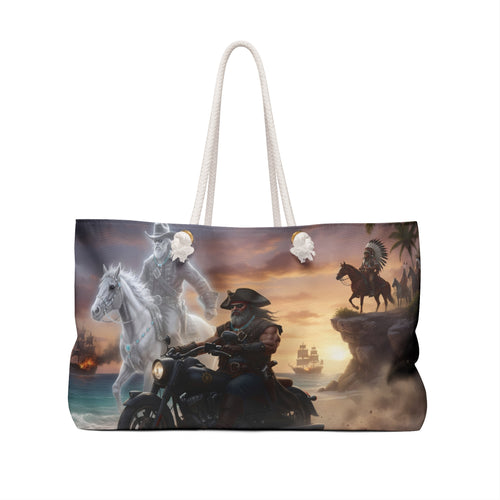 Cowboy Biker Weekender Bag — Ghost Horse & Rider Adventure Travel Tote