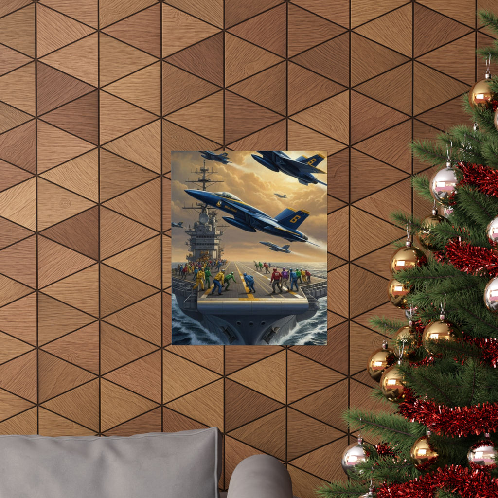 Navy SAR Rescue Helicopter Matte Poster — Dramatic Sea Rescue Art