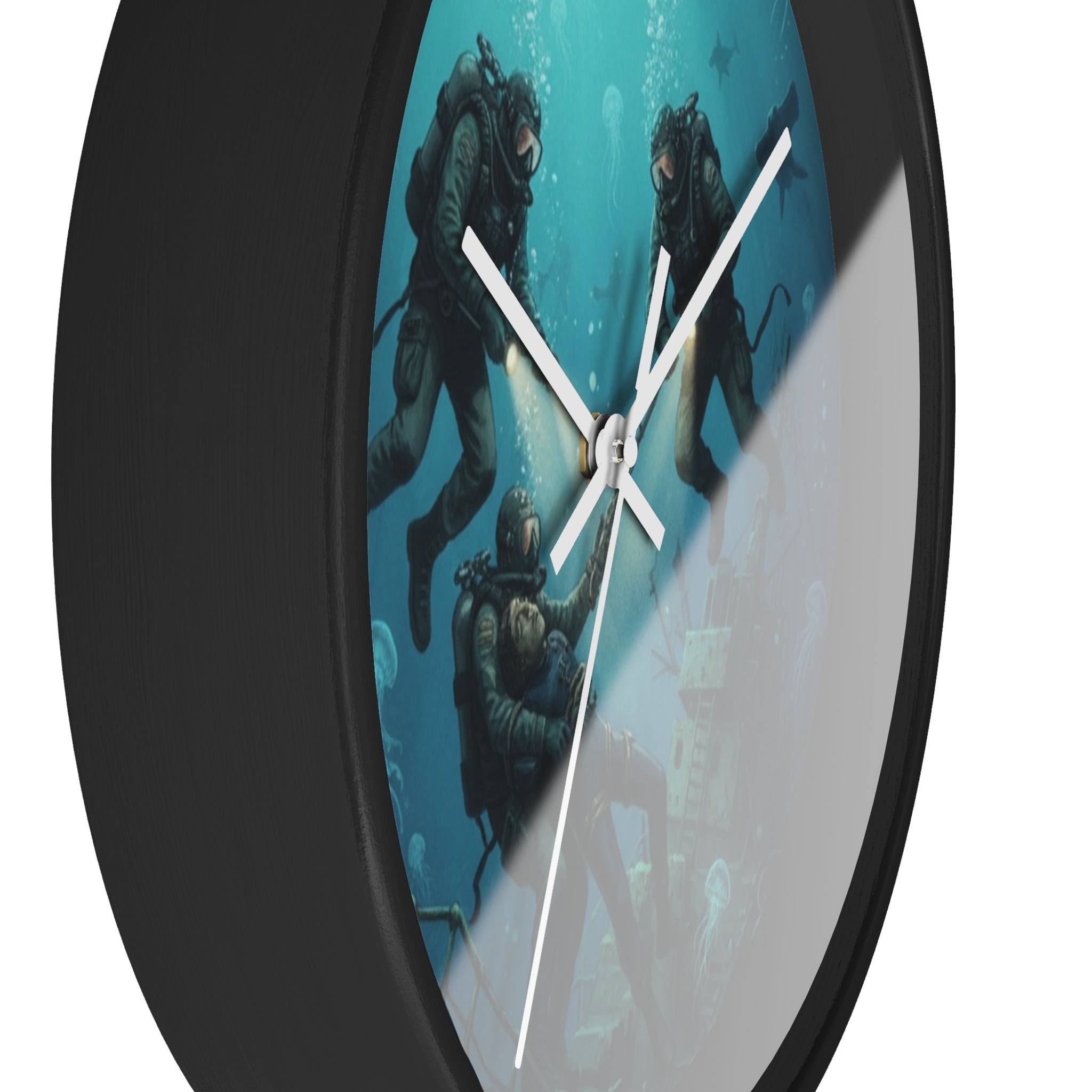 Diver Expedition Wall Clock — Vintage Deep Sea Salvage Diver Art