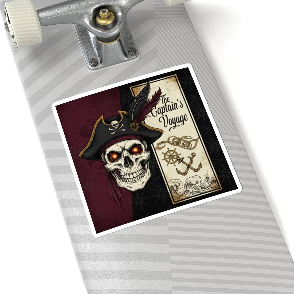 Pirate Skull Kiss-Cut Sticker — "The Captain's Voyage" Vintage Nautical Decal