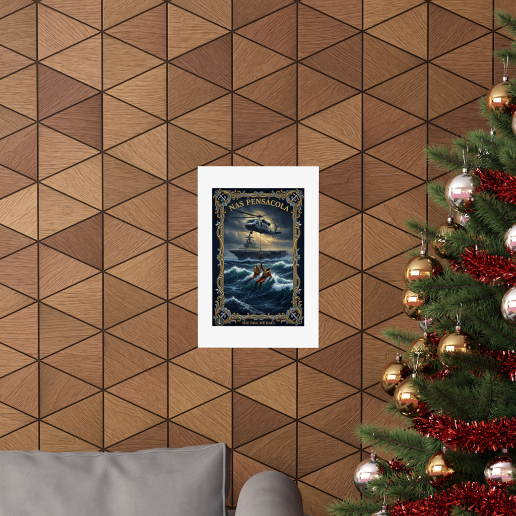 NAS Pensacola Rescue Poster — Matte Vertical Military Wall Art