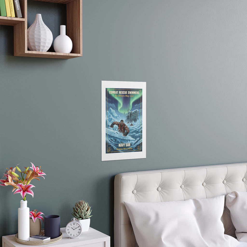 Combat Rescue Swimmers Silk Poster — Navy SAR 'So Others May Live' Arctic Rescue Print