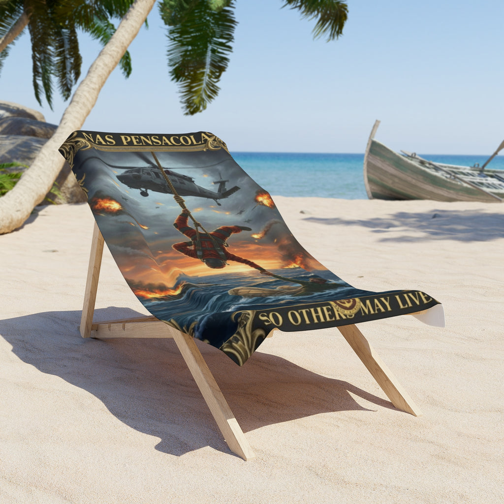Pensacola Rescue Scene Beach Towel — "So Others May Live" Tribute