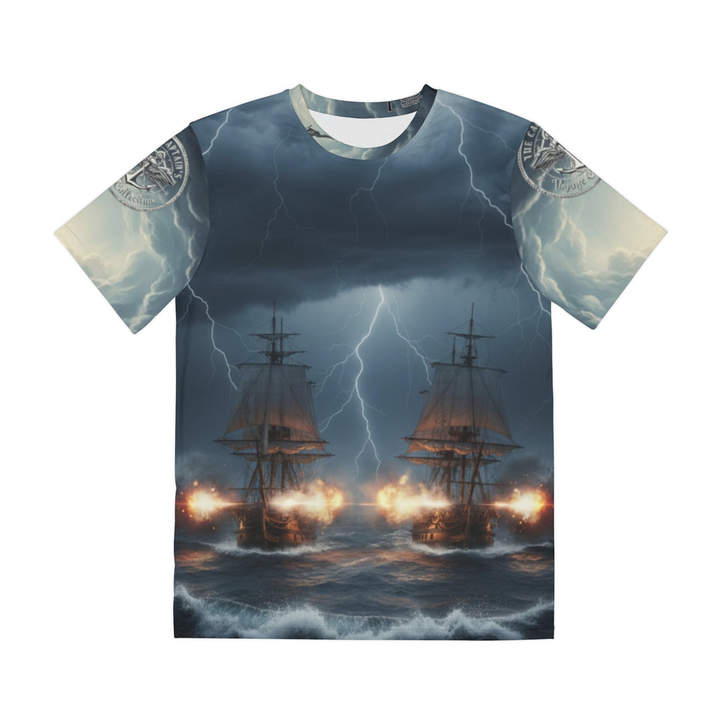 Stormy Seas Battle Ship Tee — Nautical Lightning Ocean Graphic Shirt