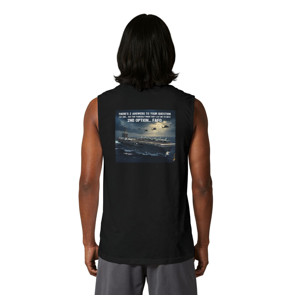 Navy Rescue Helicopter Muscle Tank — '2nd Option: FAFO' Military Search & Rescue Shirt