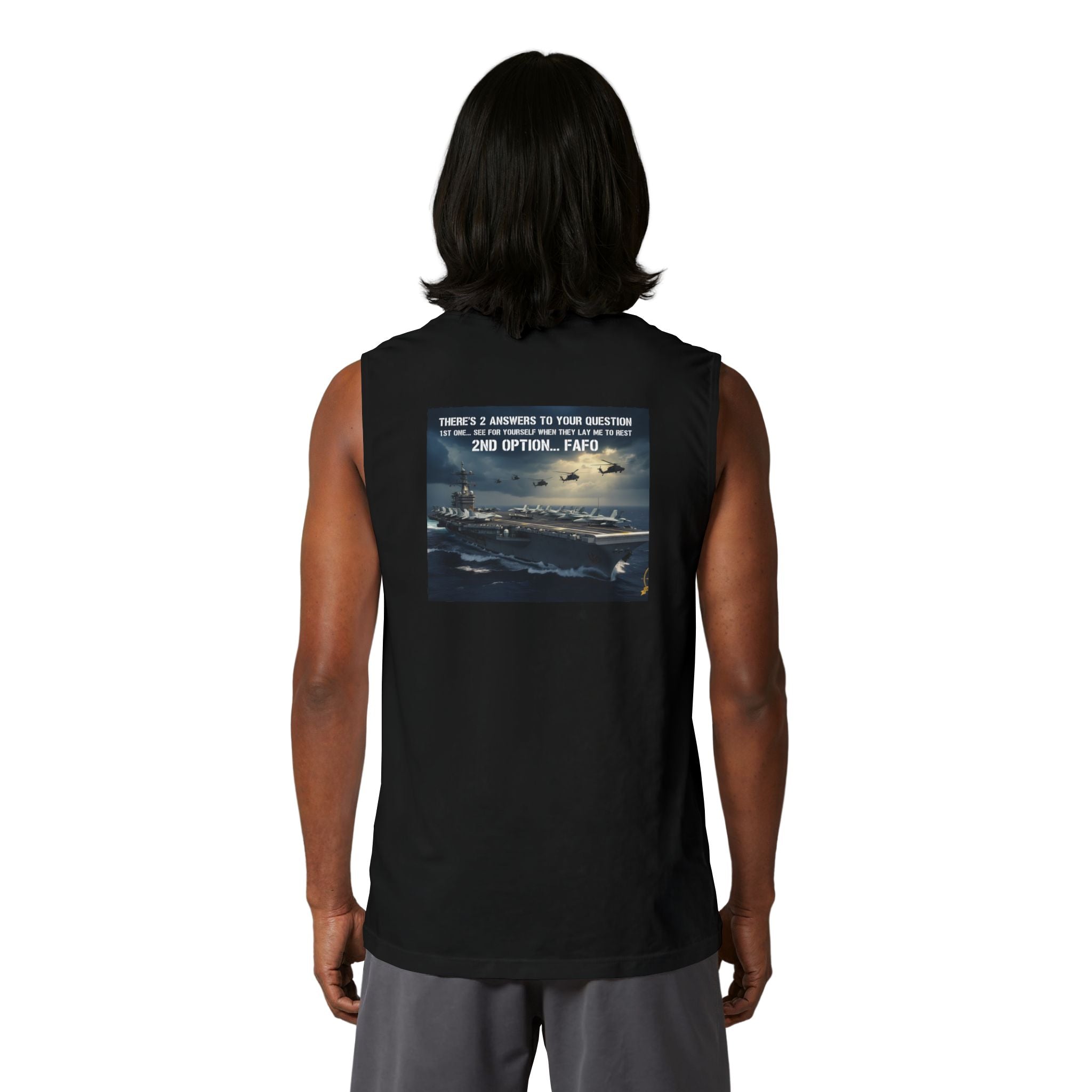 Navy Rescue Helicopter Muscle Tank — '2nd Option: FAFO' Military Search & Rescue Shirt