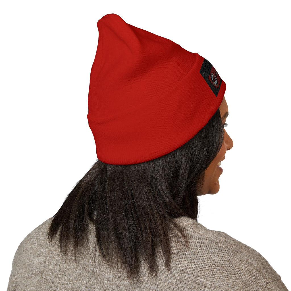 Retro Cassette Embroidered Beanie — Vintage Music Knit Hat