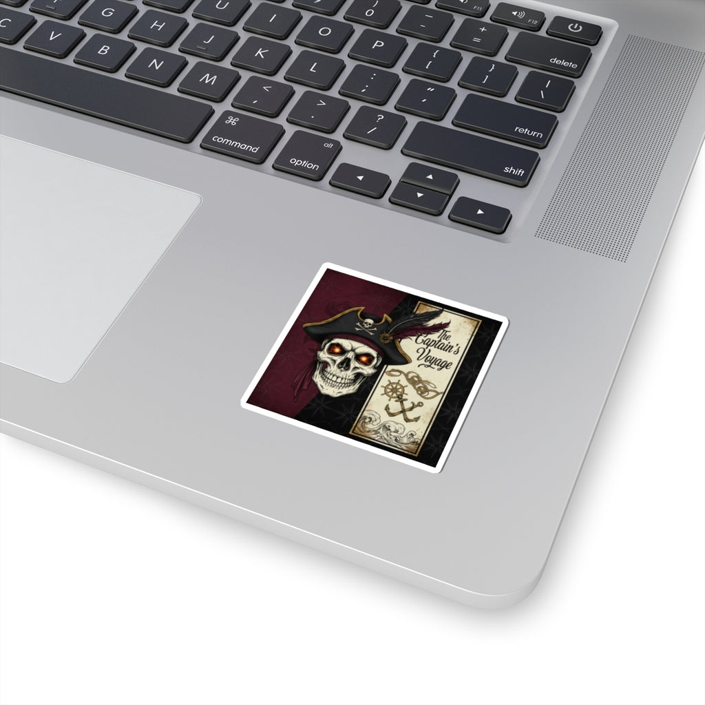 Pirate Skull Kiss-Cut Sticker — "The Captain's Voyage" Vintage Nautical Decal